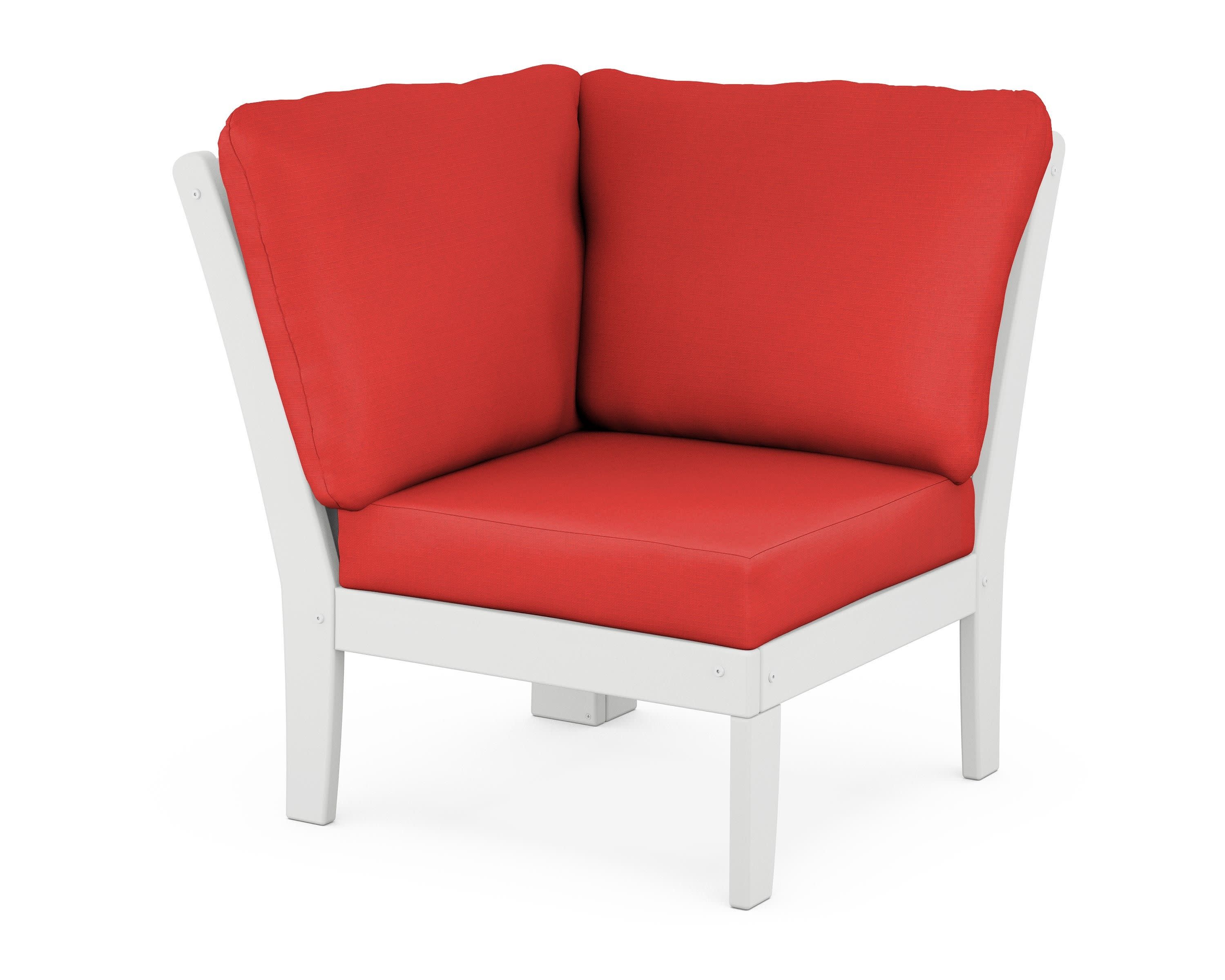Braxton Modular Corner Chair in White / Crimson Linen