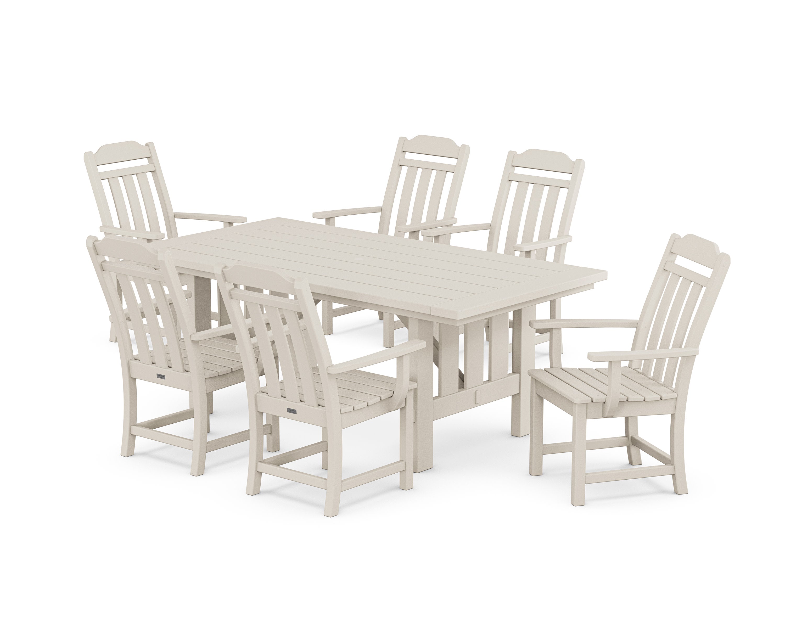 Cottage Arm Chair 7-Piece Mission Dining Set in Sand