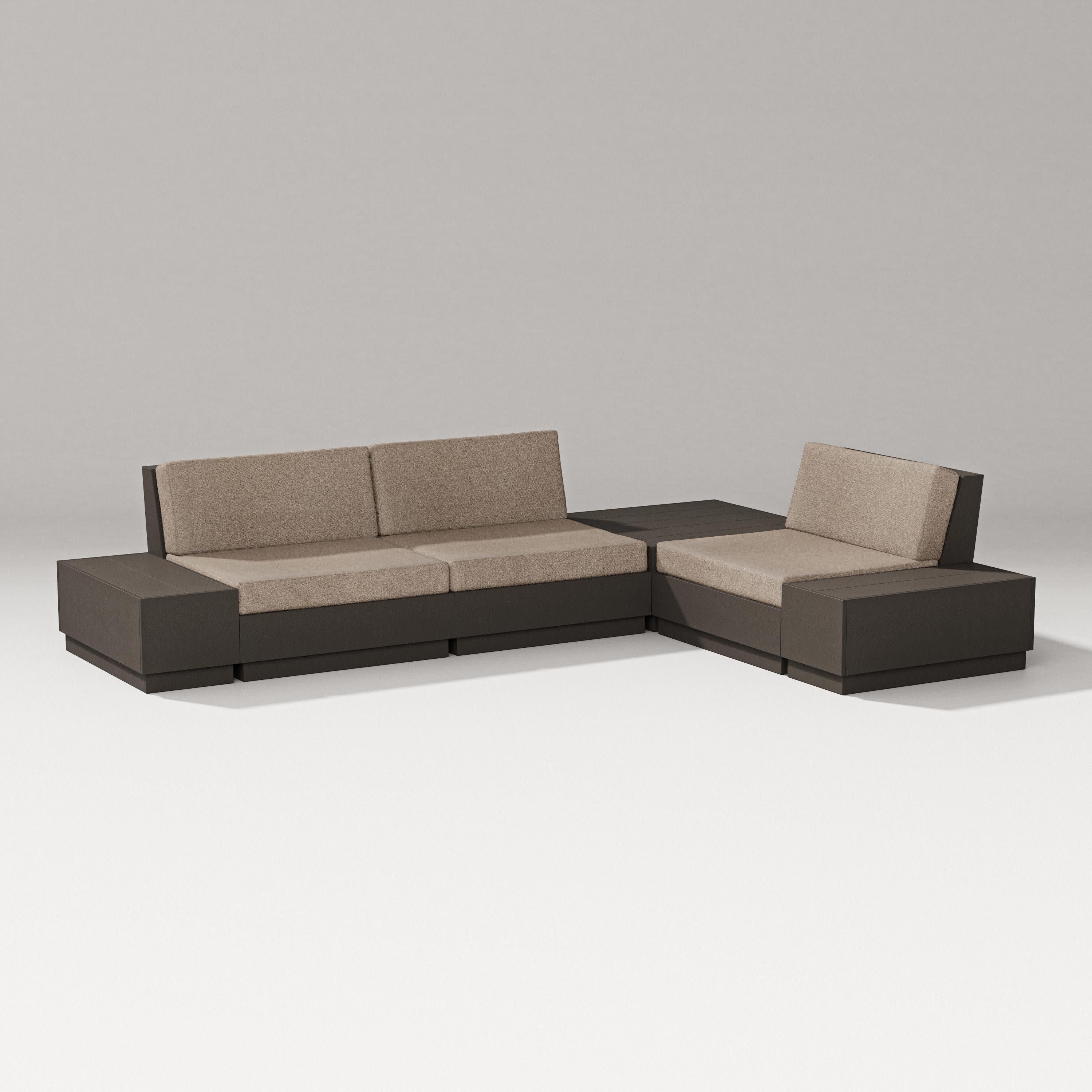 Elevate 6-Piece Corner Sectional in Vintage Coffee / Spiced Burlap