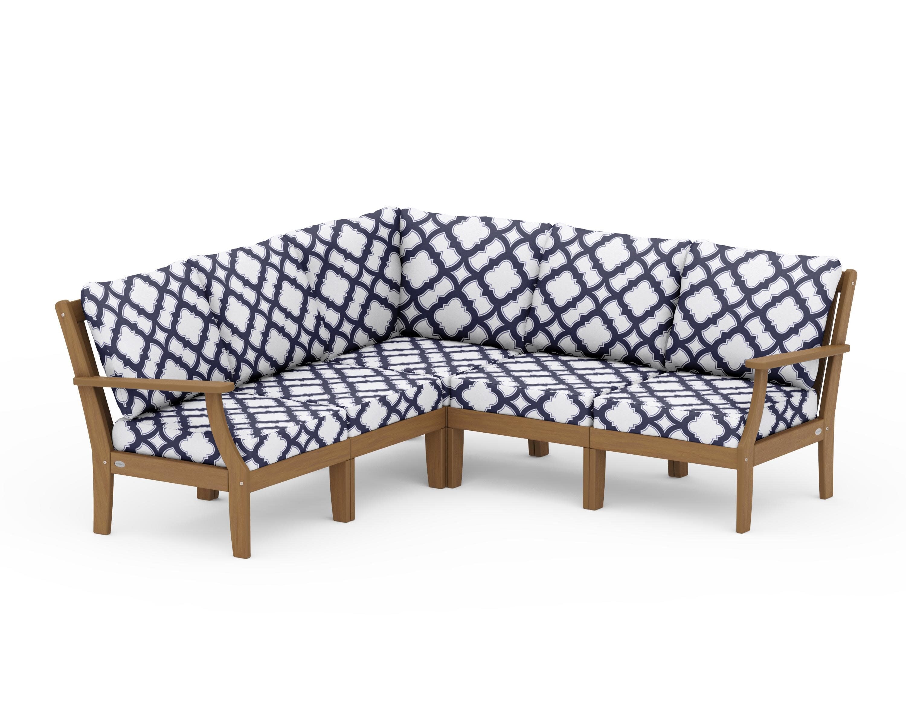 Braxton Modular 5-Piece Deep Seating Set in Natural / Trellis Navy