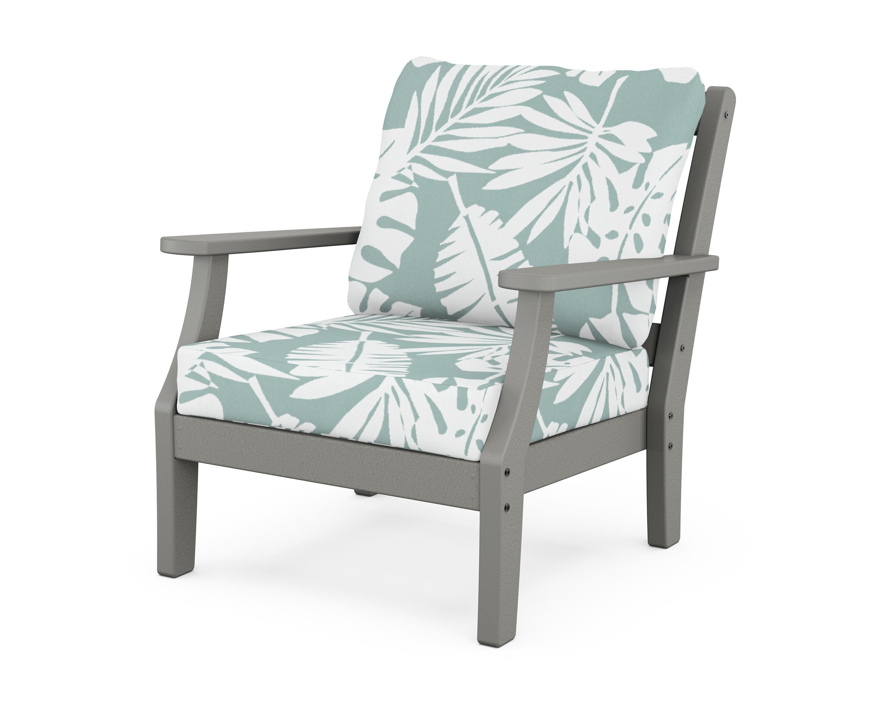 Chinoiserie Deep Seating Chair in Slate Grey / Leaf Glacier Spa