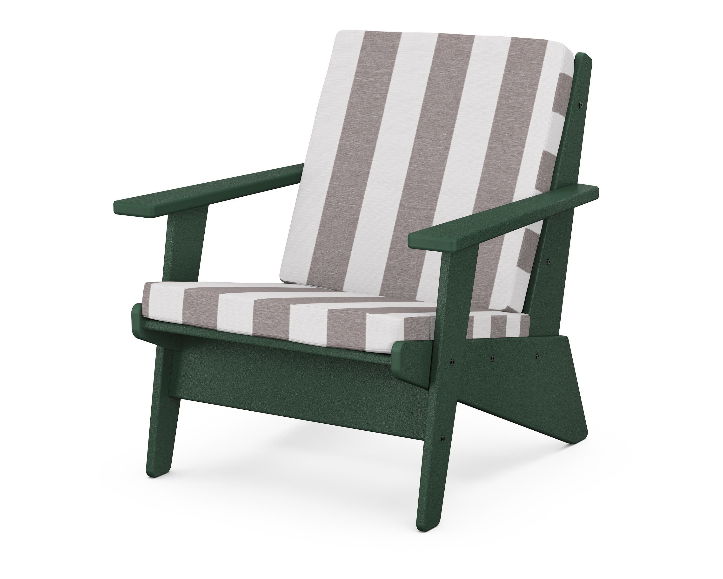 Riviera Modern Lounge Chair in Green / Cabana Stripe Grey Mist