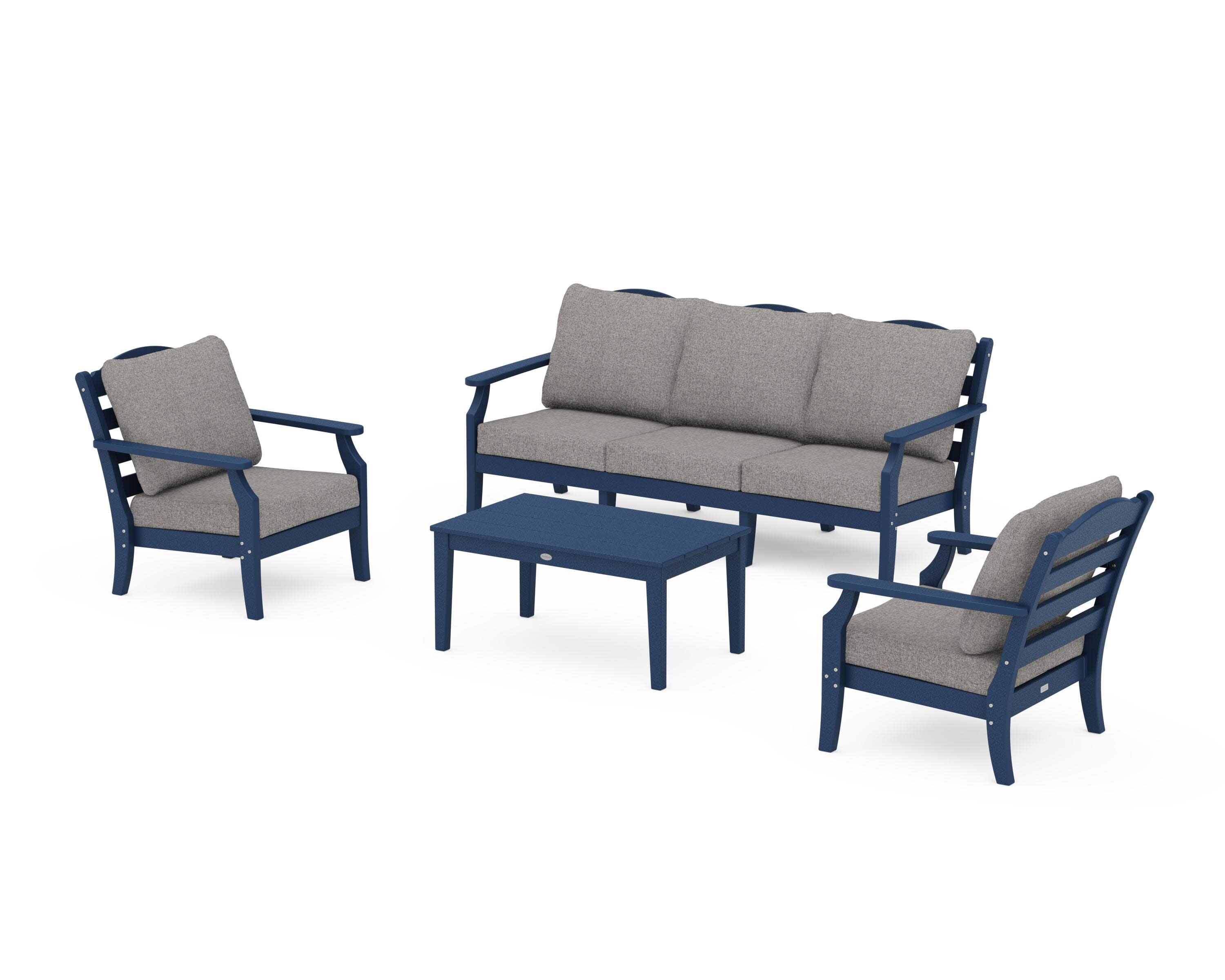 Savannah 4-Piece Deep Seating Set with Sofa in Navy / Grey Mist
