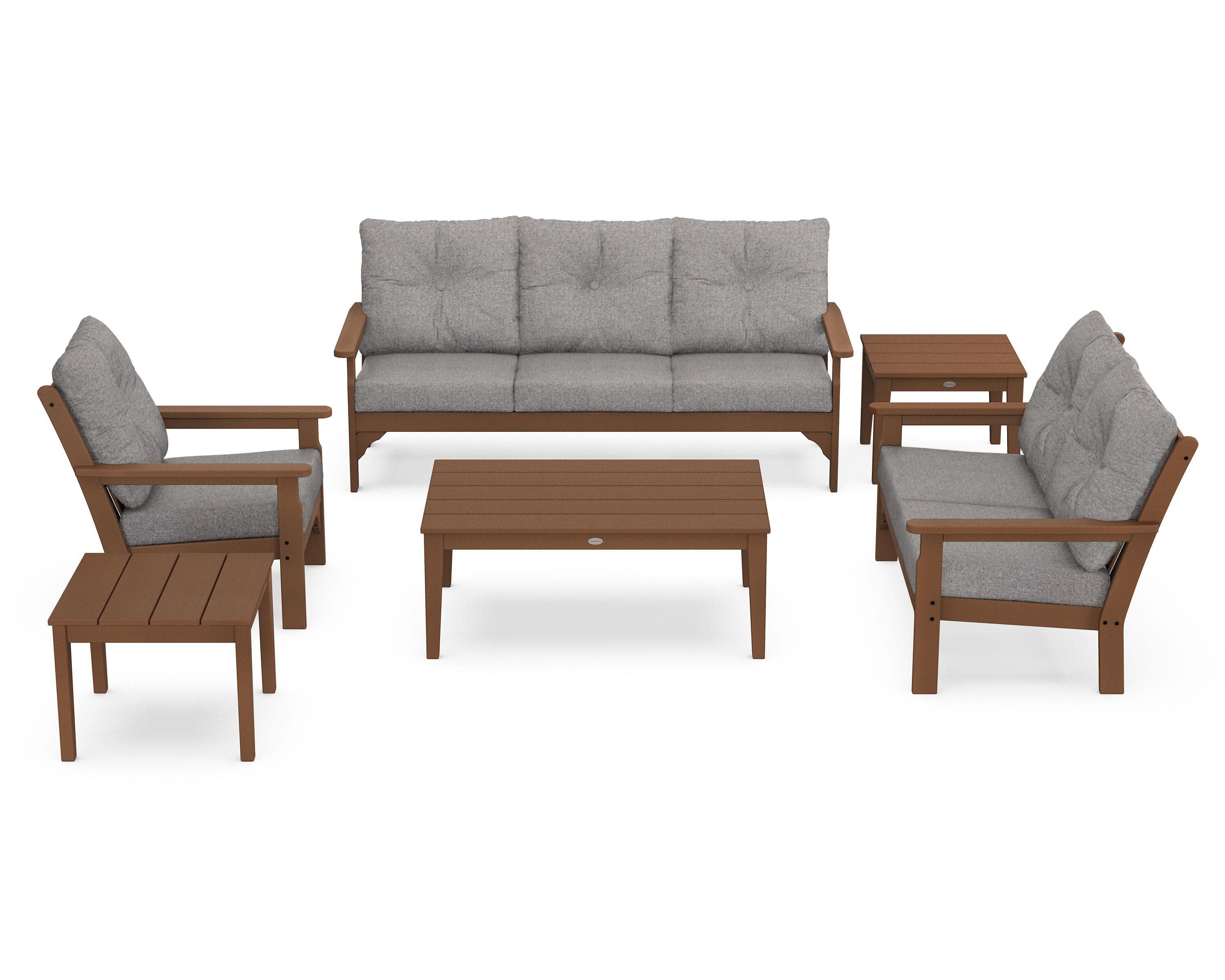 Vineyard 6-Piece Deep Seating Set in Teak / Grey Mist