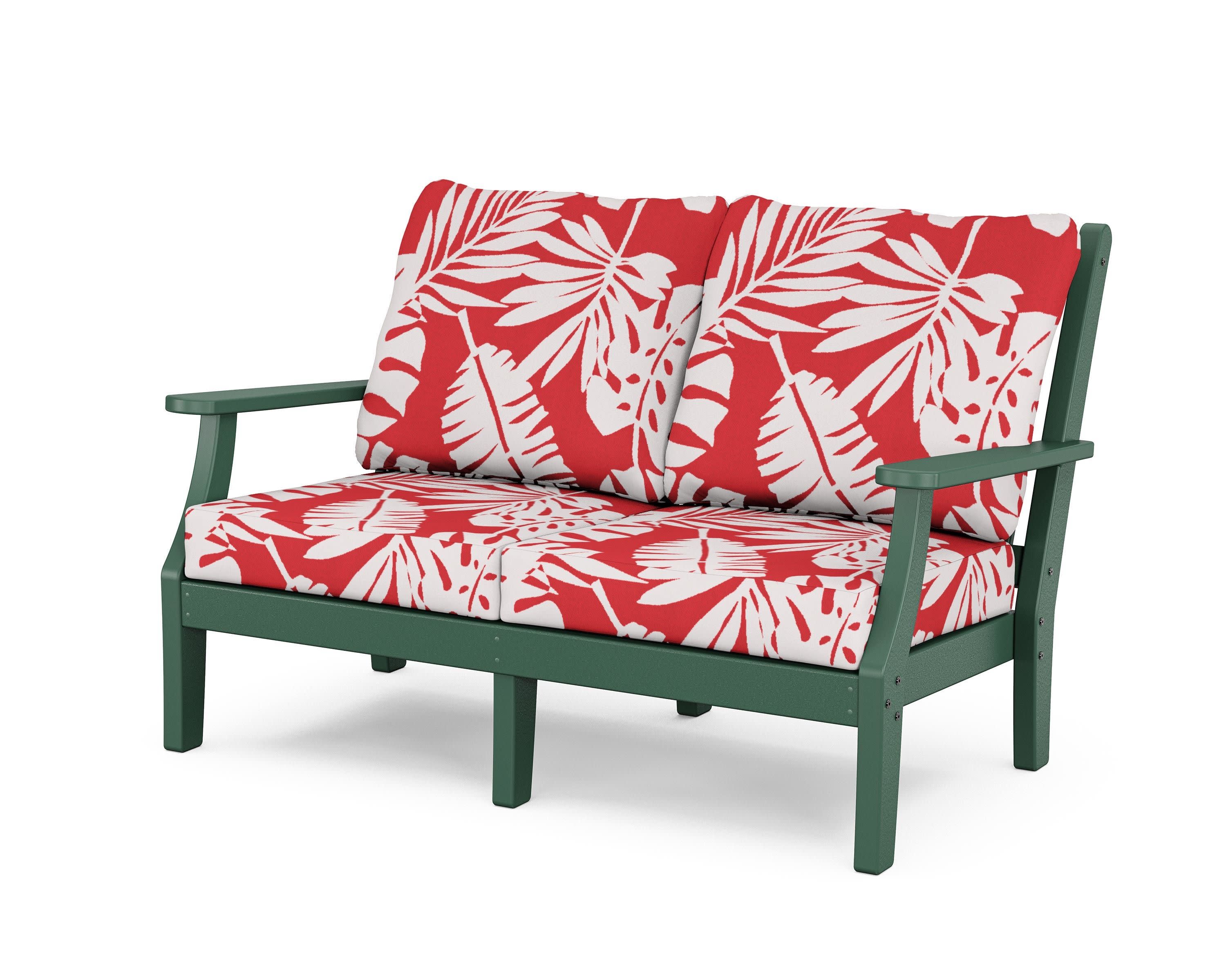 Wovendale Deep Seating Loveseat in Green / Leaf Crimson