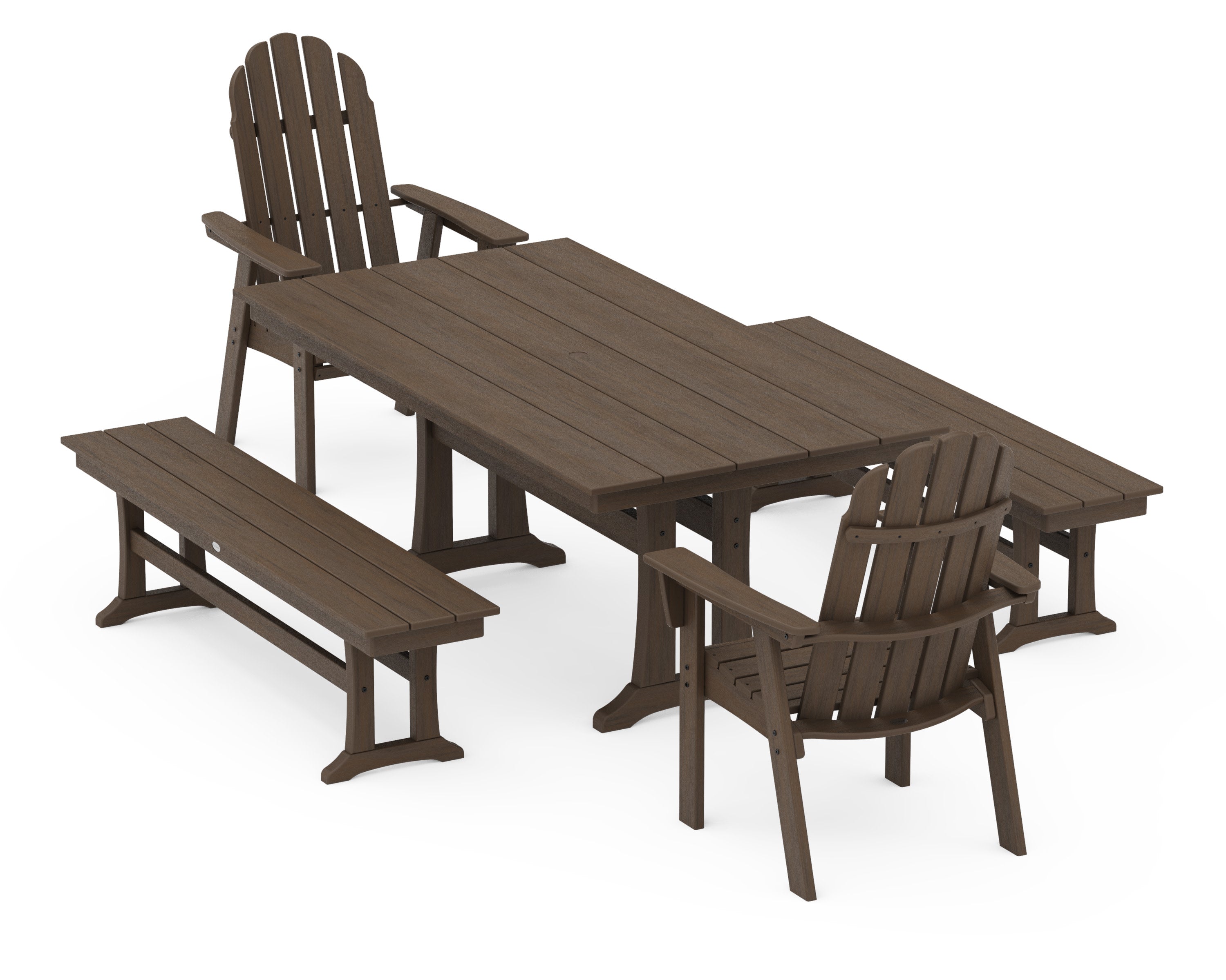 Vineyard Adirondack 5-Piece Farmhouse Dining Set With Trestle Legs in Kona