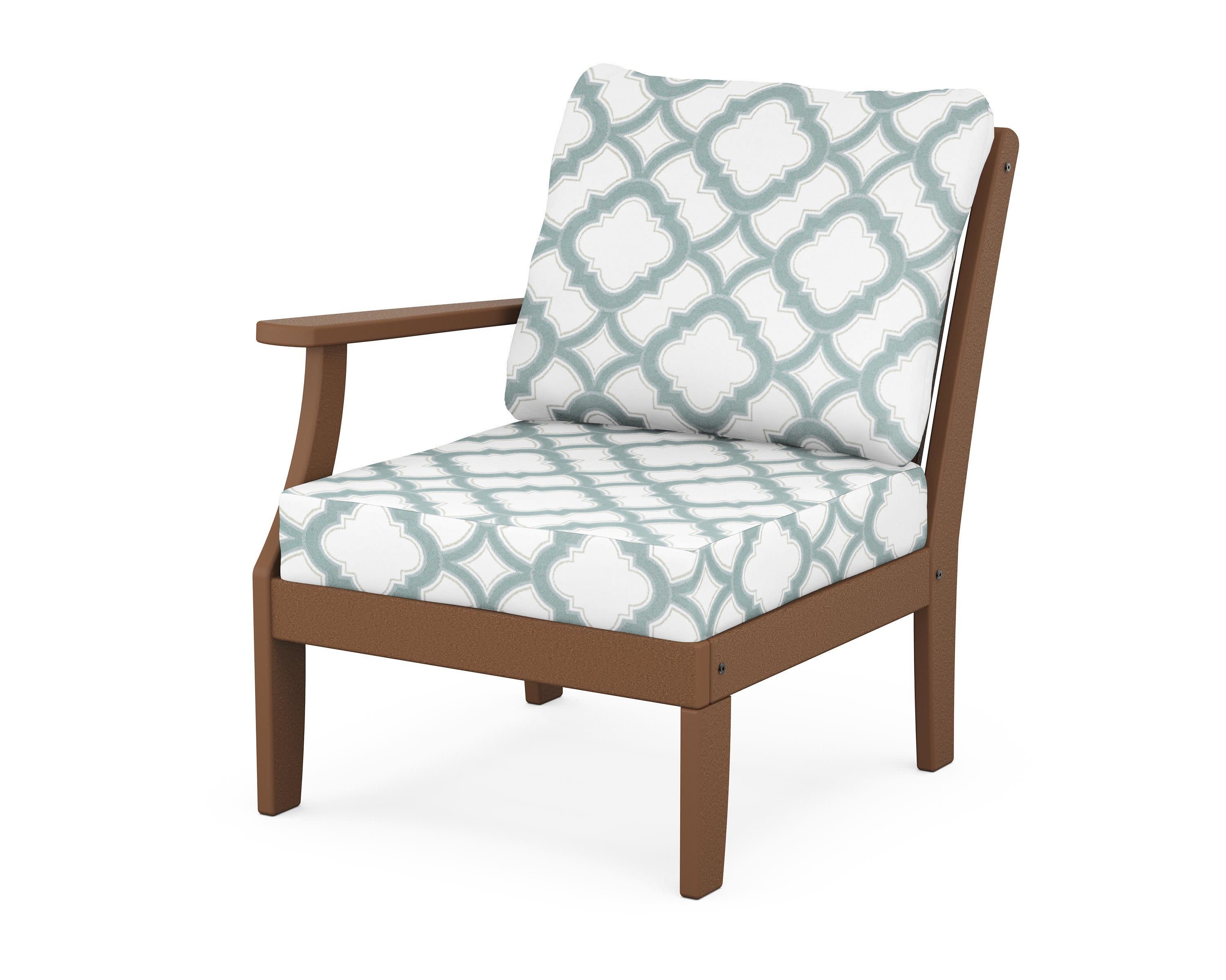 Braxton Modular Left Arm Chair in Teak / Trellis Glacier Spa