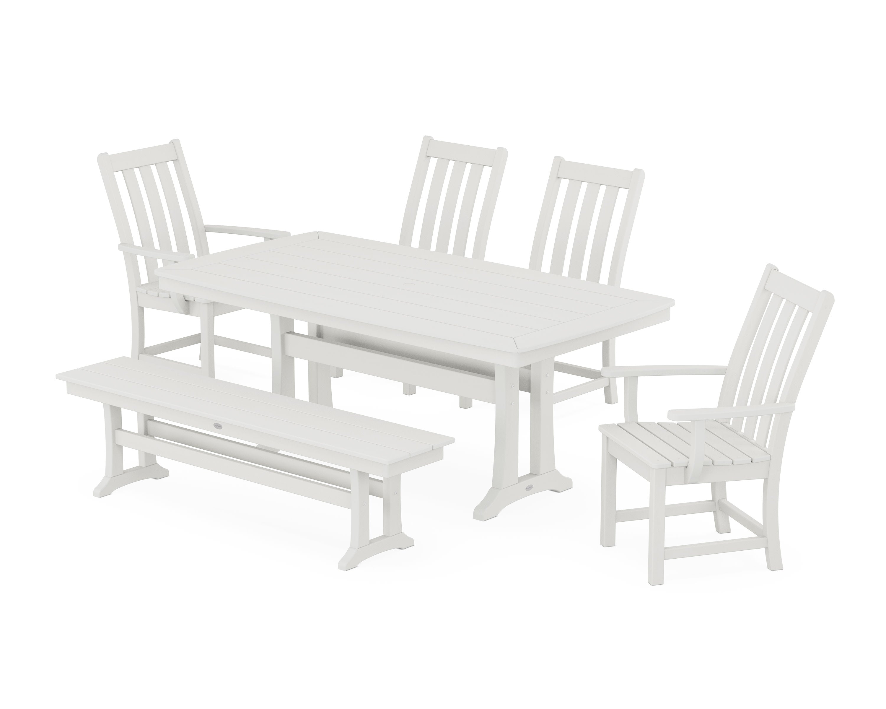 Vineyard 6-Piece Dining Set with Trestle Legs in Vintage White
