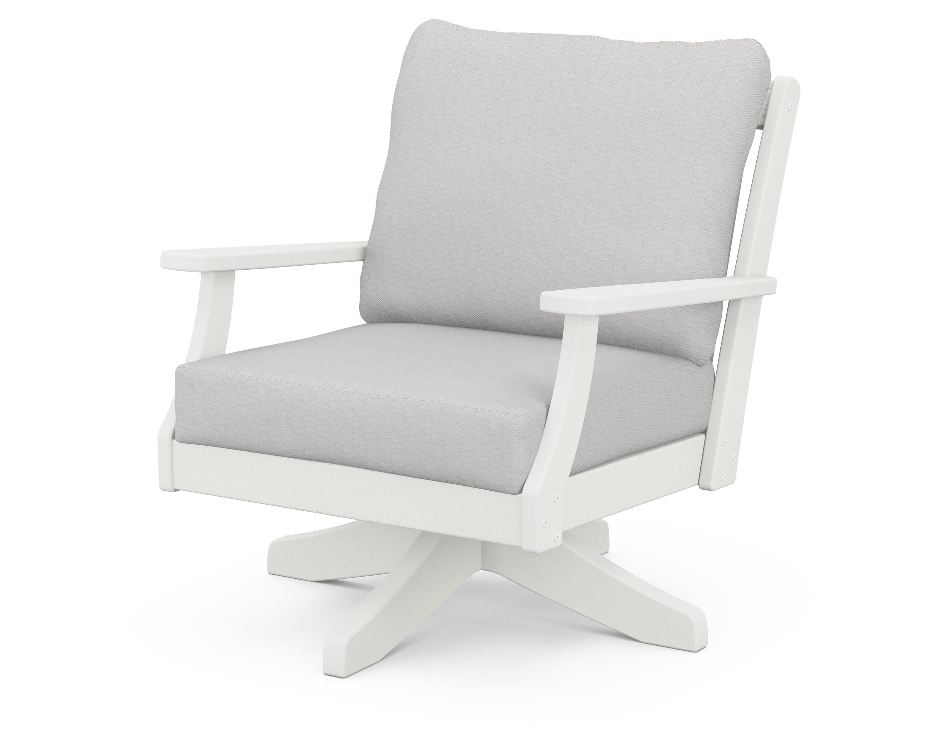 Braxton Deep Seating Swivel Chair in Vintage White / Diamond in the Rough