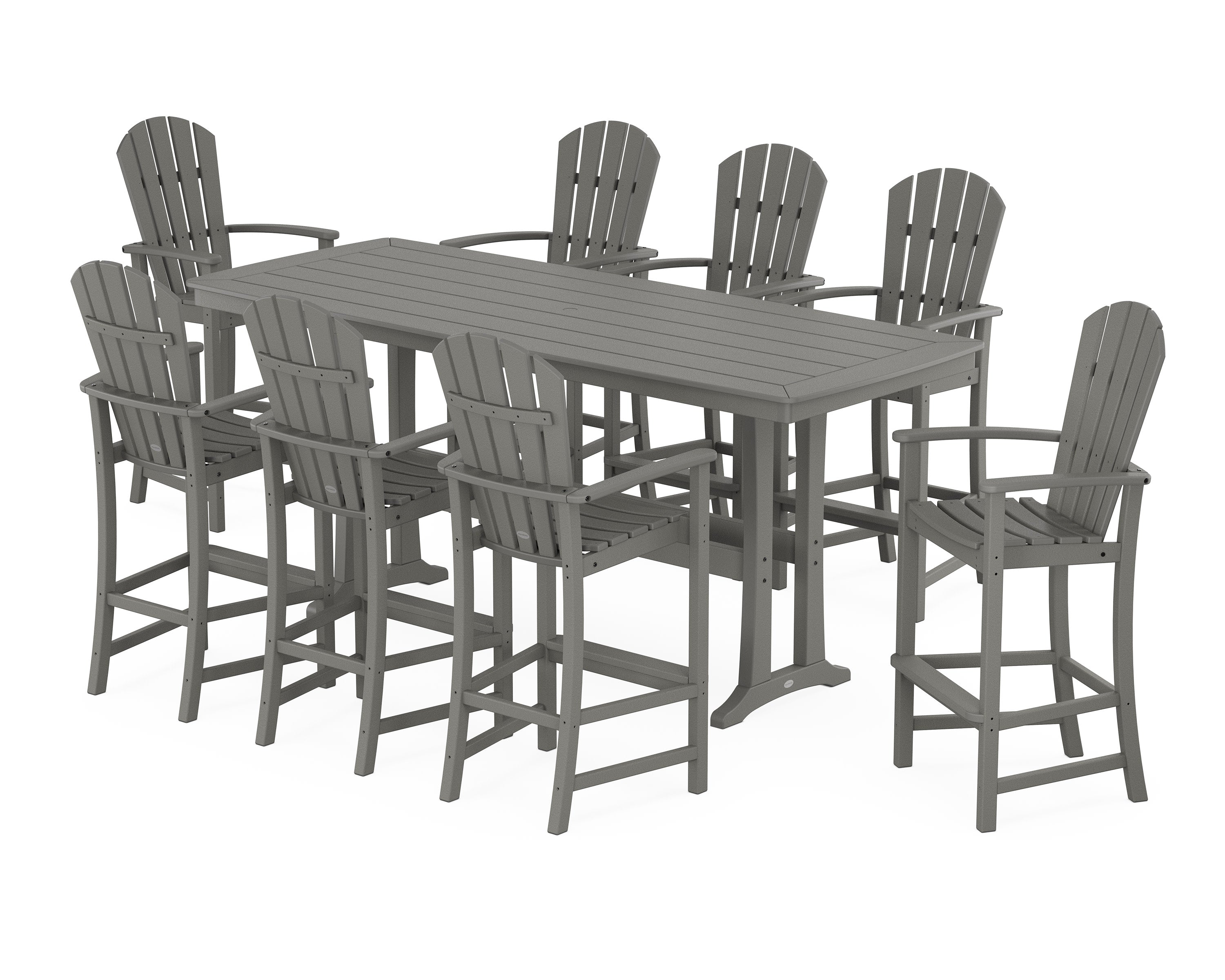 Palm Coast 9-Piece Bar Set with Trestle Legs in Slate Grey