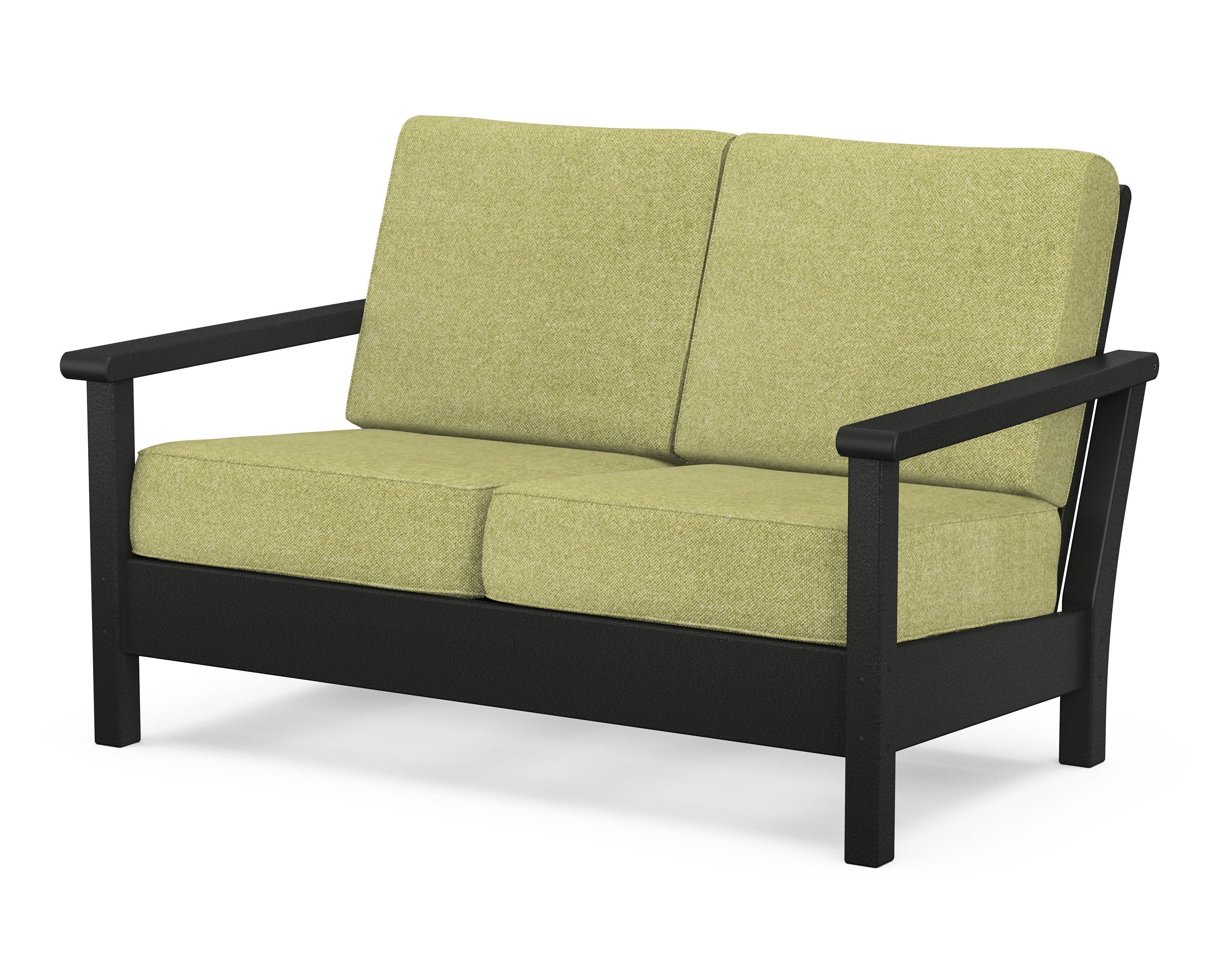 Harbour Deep Seating Loveseat in Black / Chartreuse Boucle