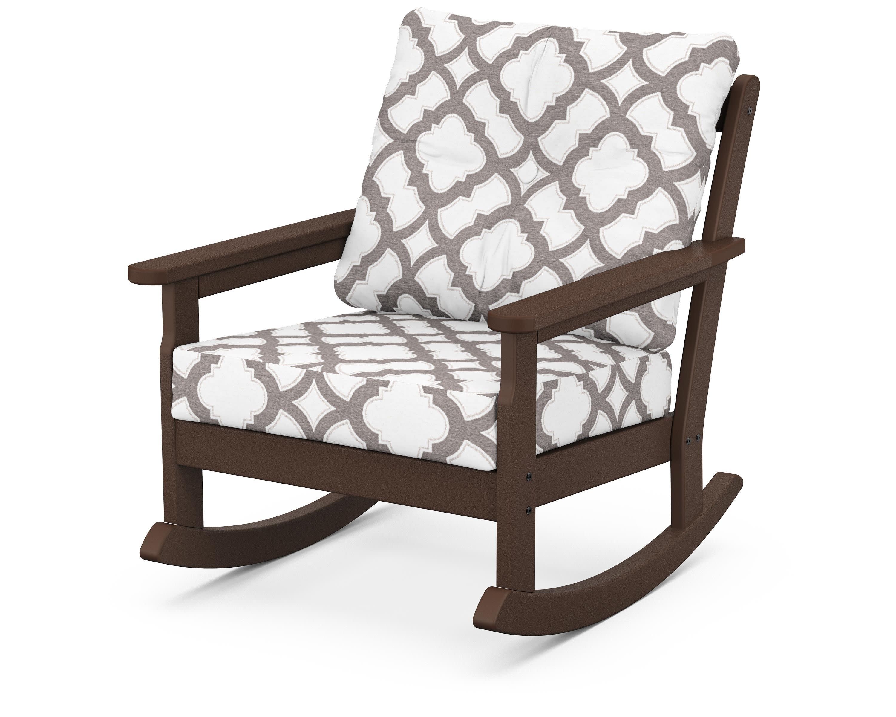 Vineyard Deep Seating Rocking Chair in Mahogany / Trellis Grey Mist