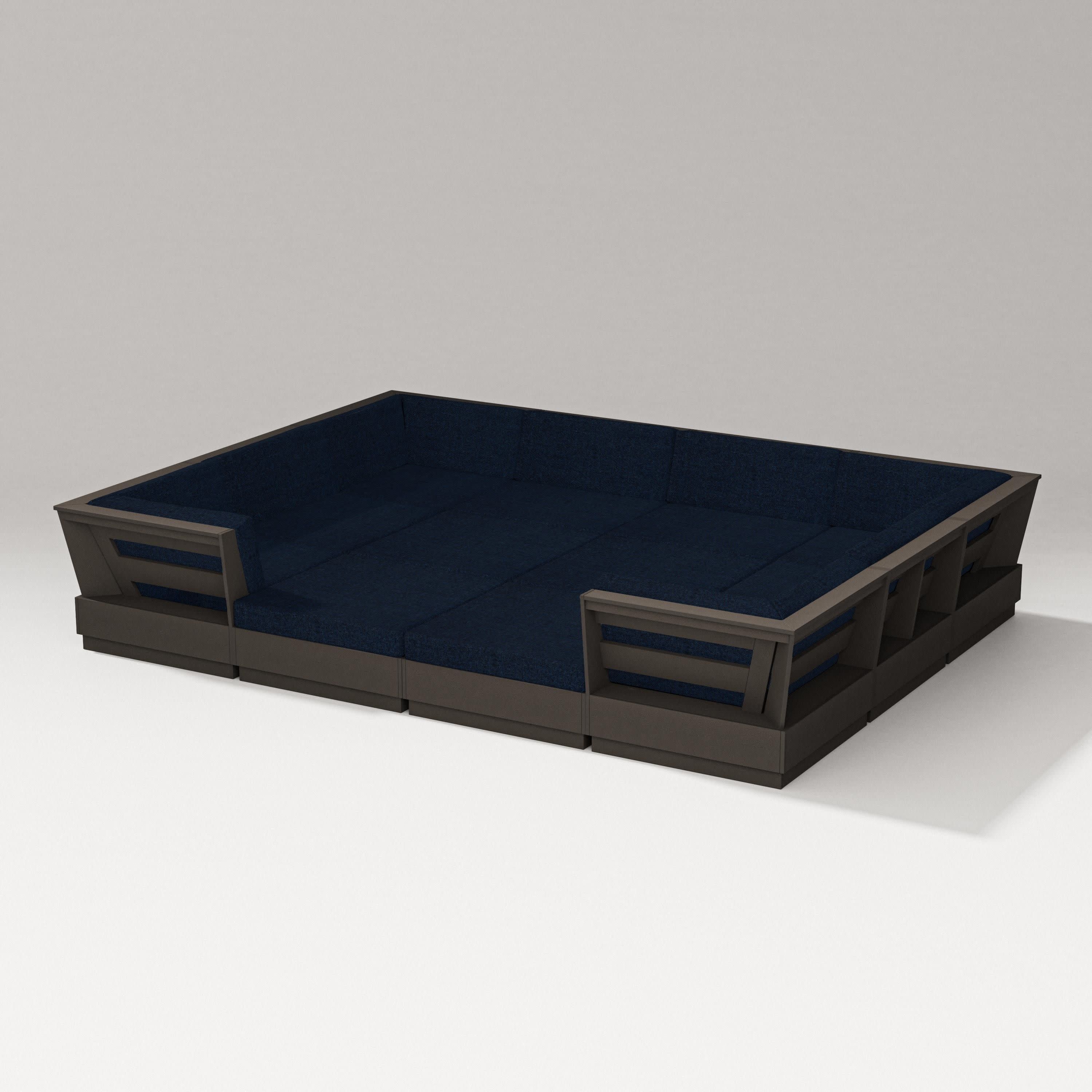 Elevate 12-Piece Pit Sectional in Vintage Coffee / Marine Indigo