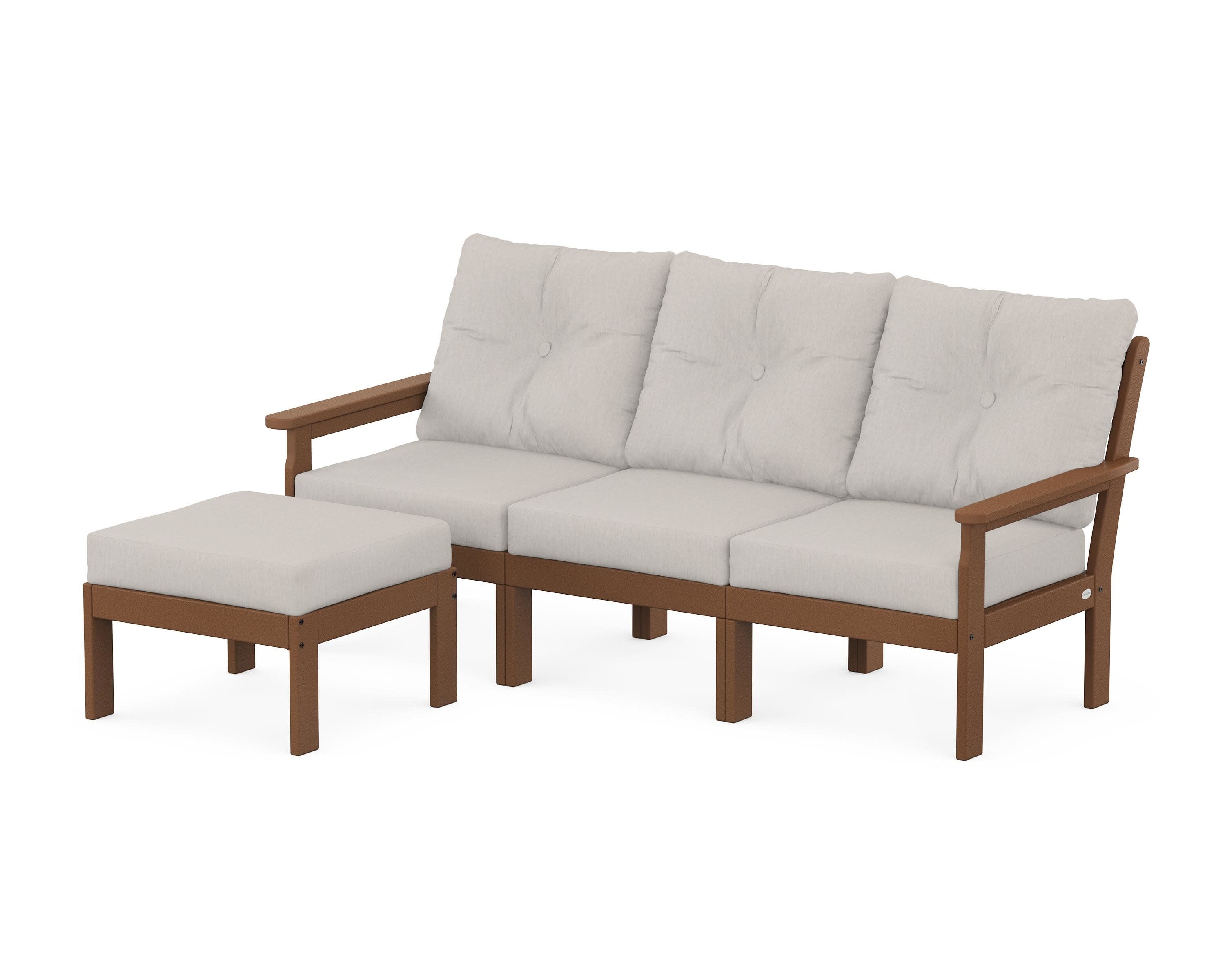 Vineyard 4-Piece Sectional with Ottoman in Teak / Cast Ash