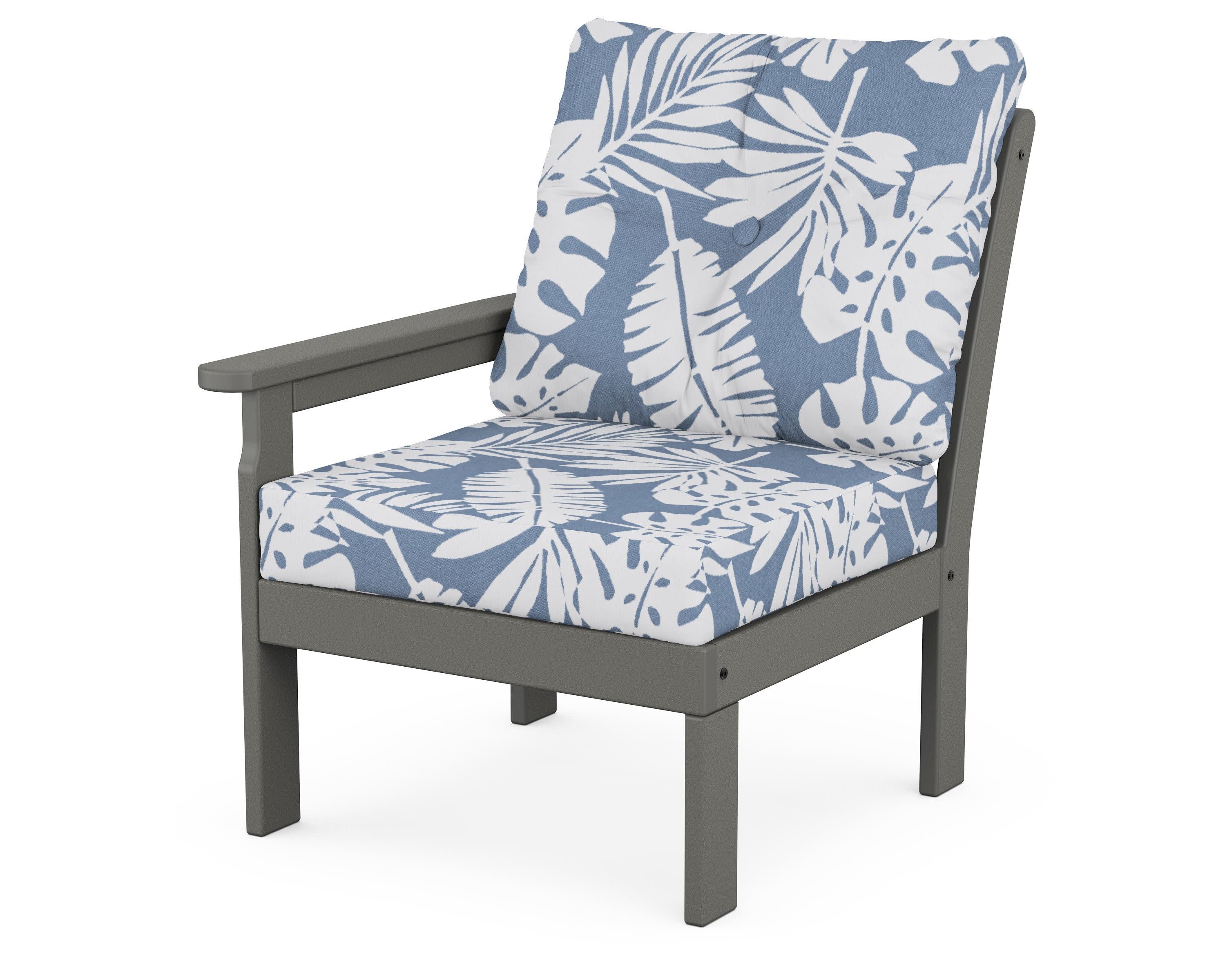 Vineyard Modular Left Arm Chair in Slate Grey / Leaf Sky Blue