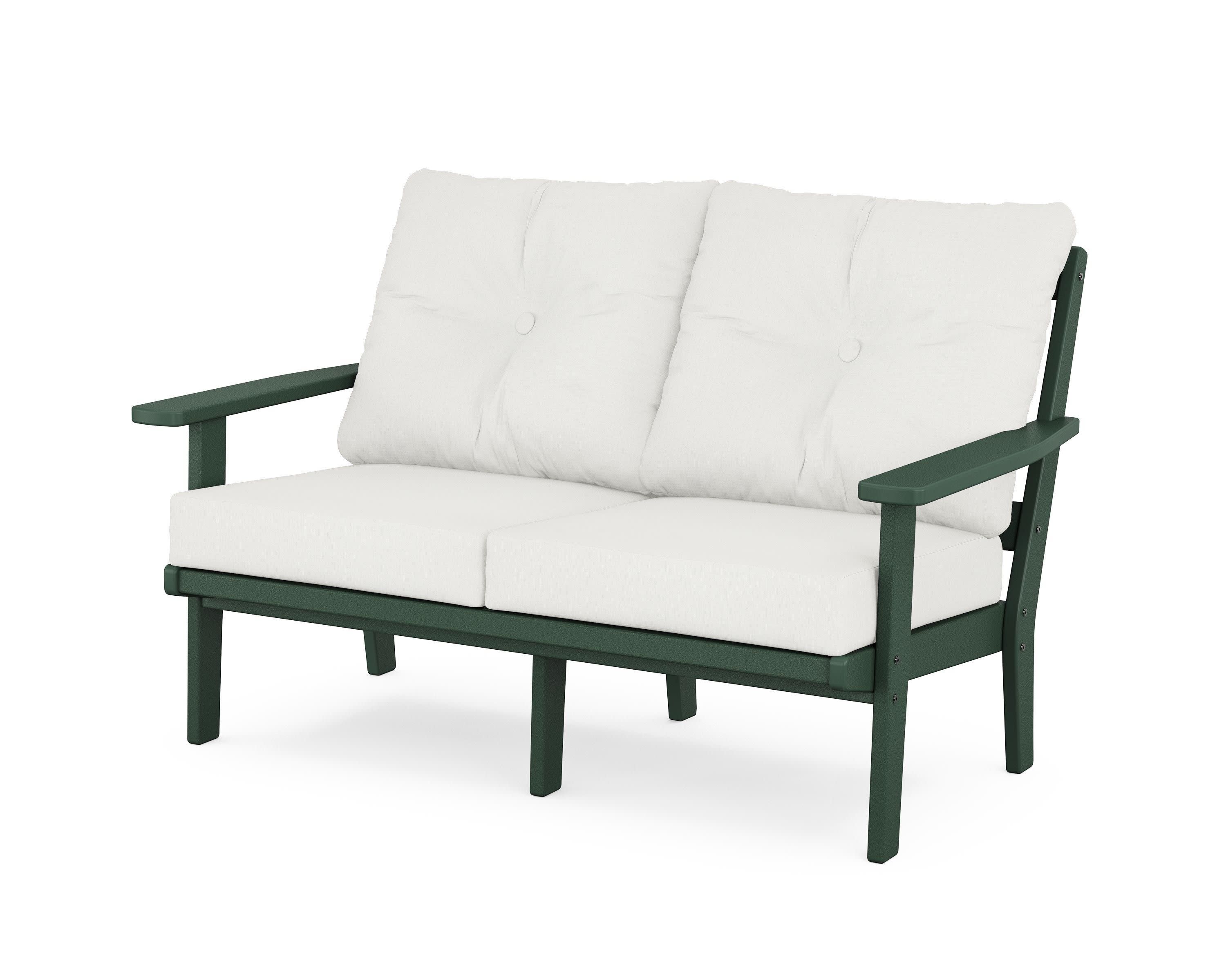 Oxford Deep SeatingLoveseat in Green / Natural Linen