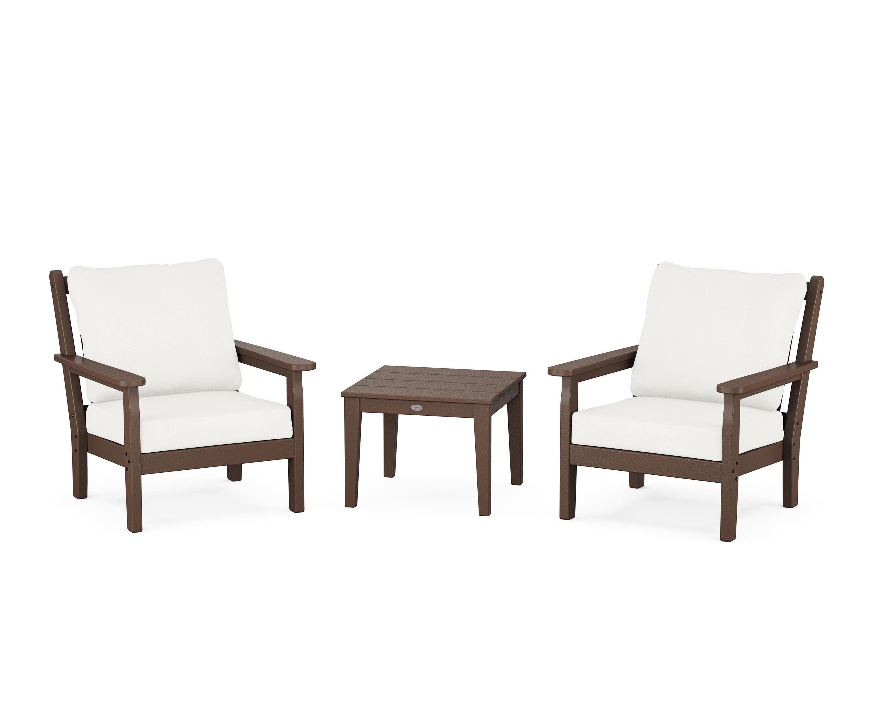 Chippendale 3-Piece Deep Seating Set in Mahogany / Natural Linen