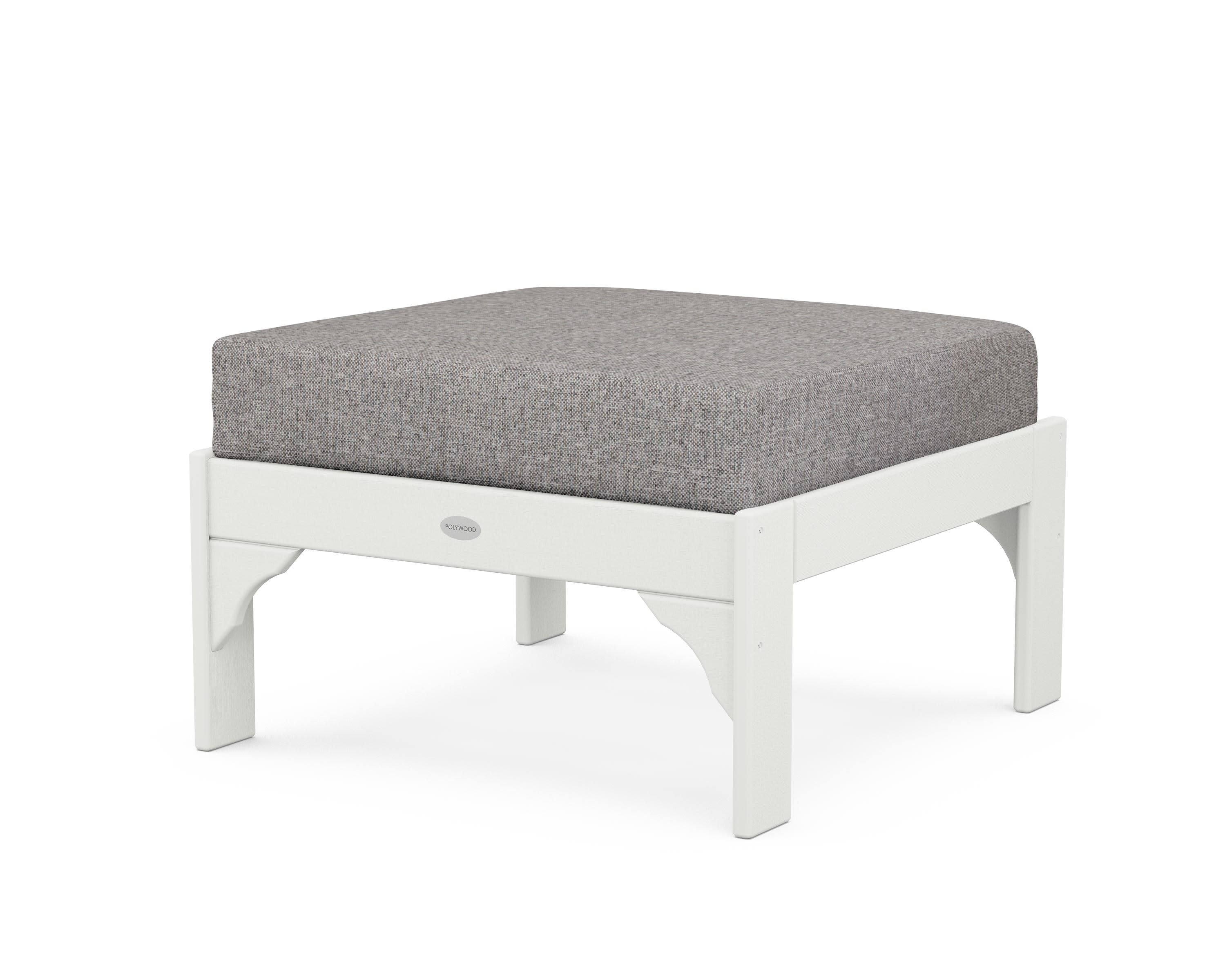 Vineyard Deep Seating Ottoman in Vintage White / Grey Mist
