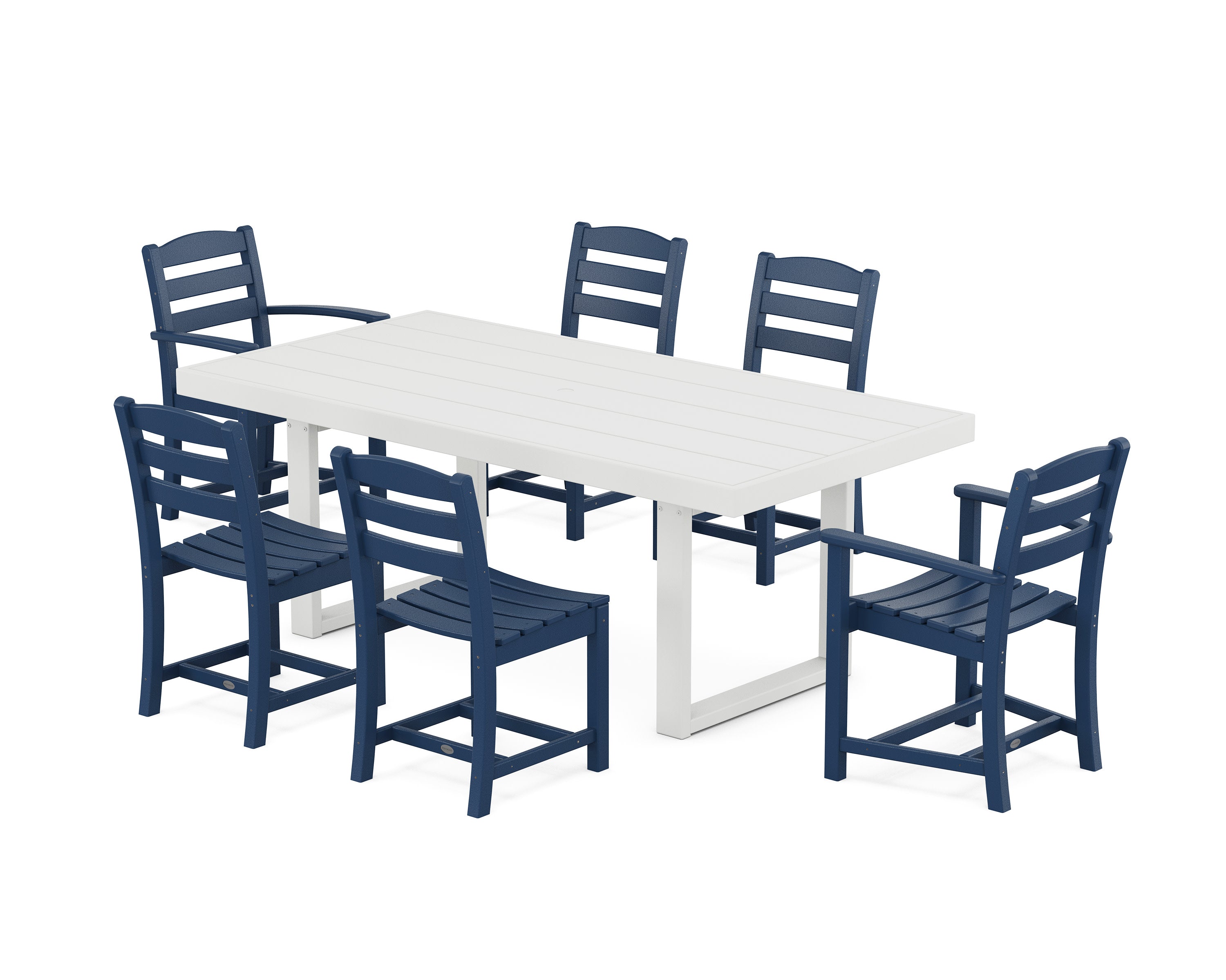 La Casa Caf 7-Piece Dining Set in Navy / White