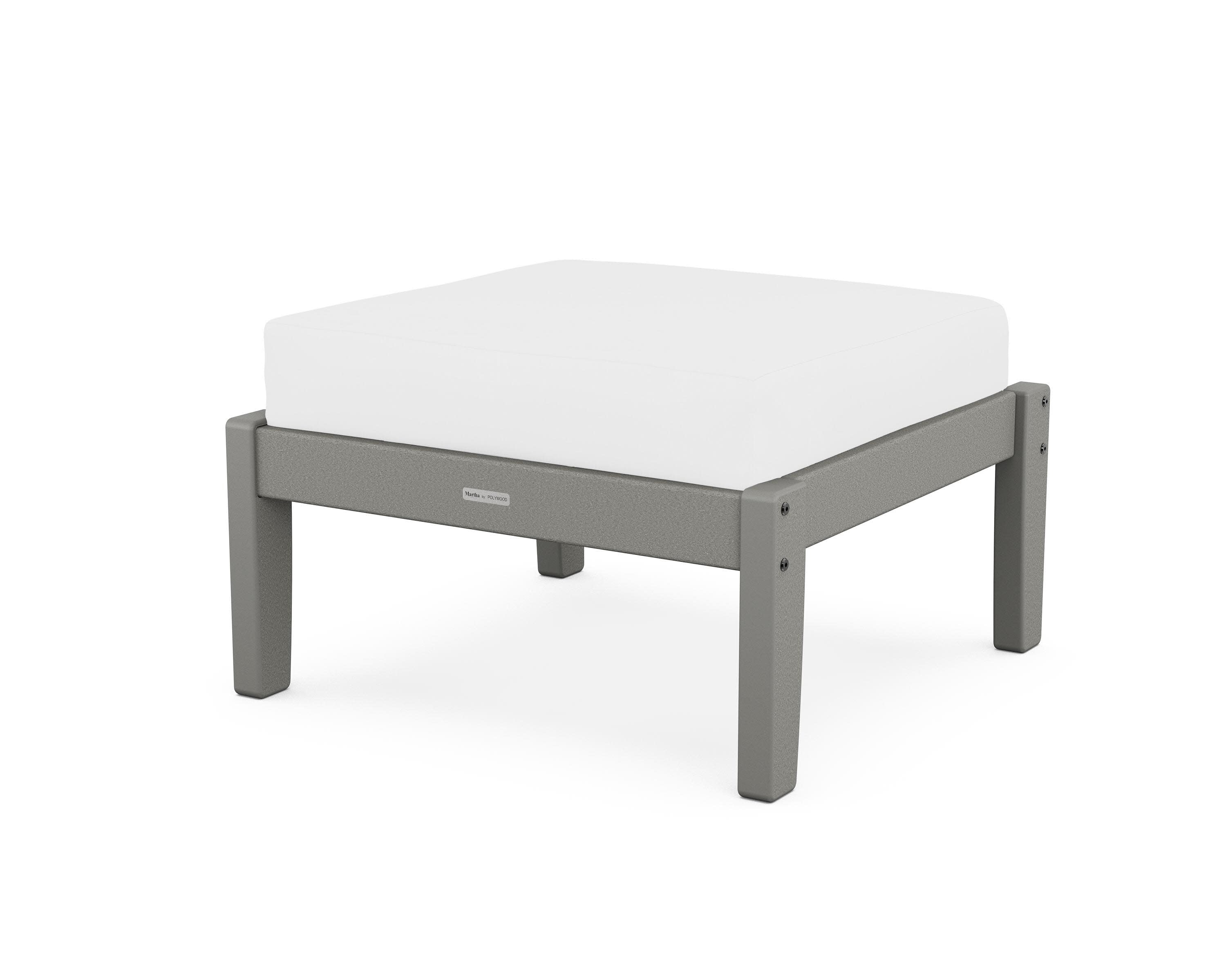 Chinoiserie Deep Seating Ottoman in Slate Grey / Natural
