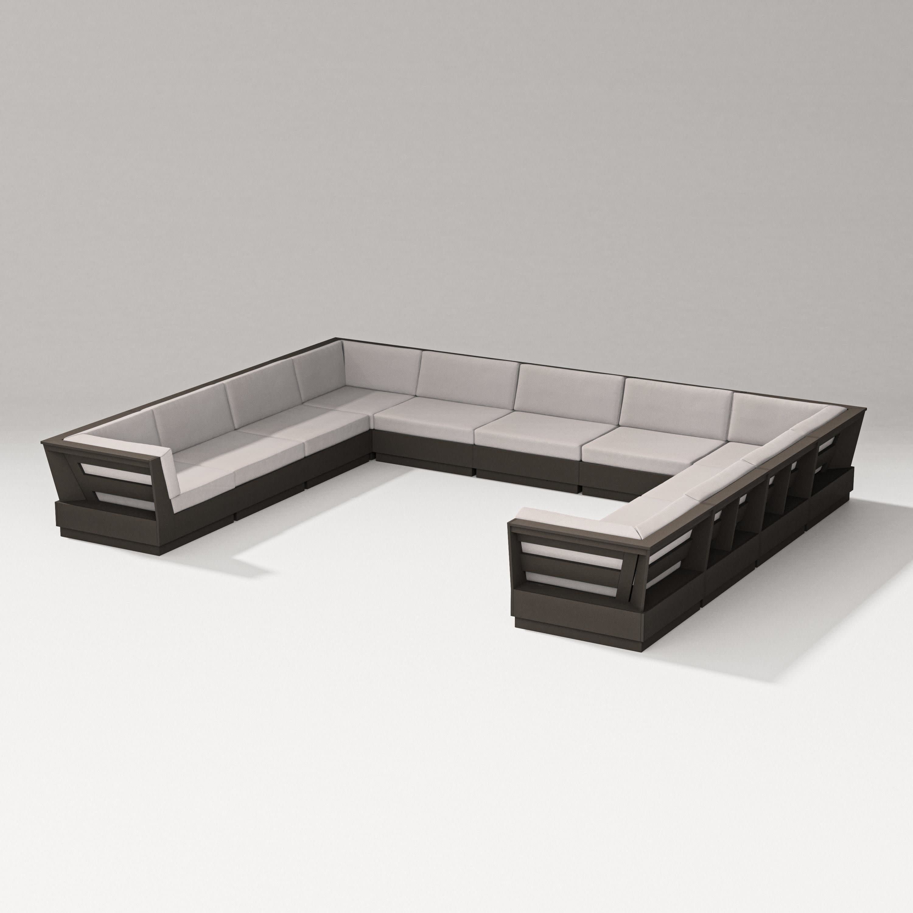 Elevate Large U-Shaped Sectional in Vintage Coffee / Dune Burlap