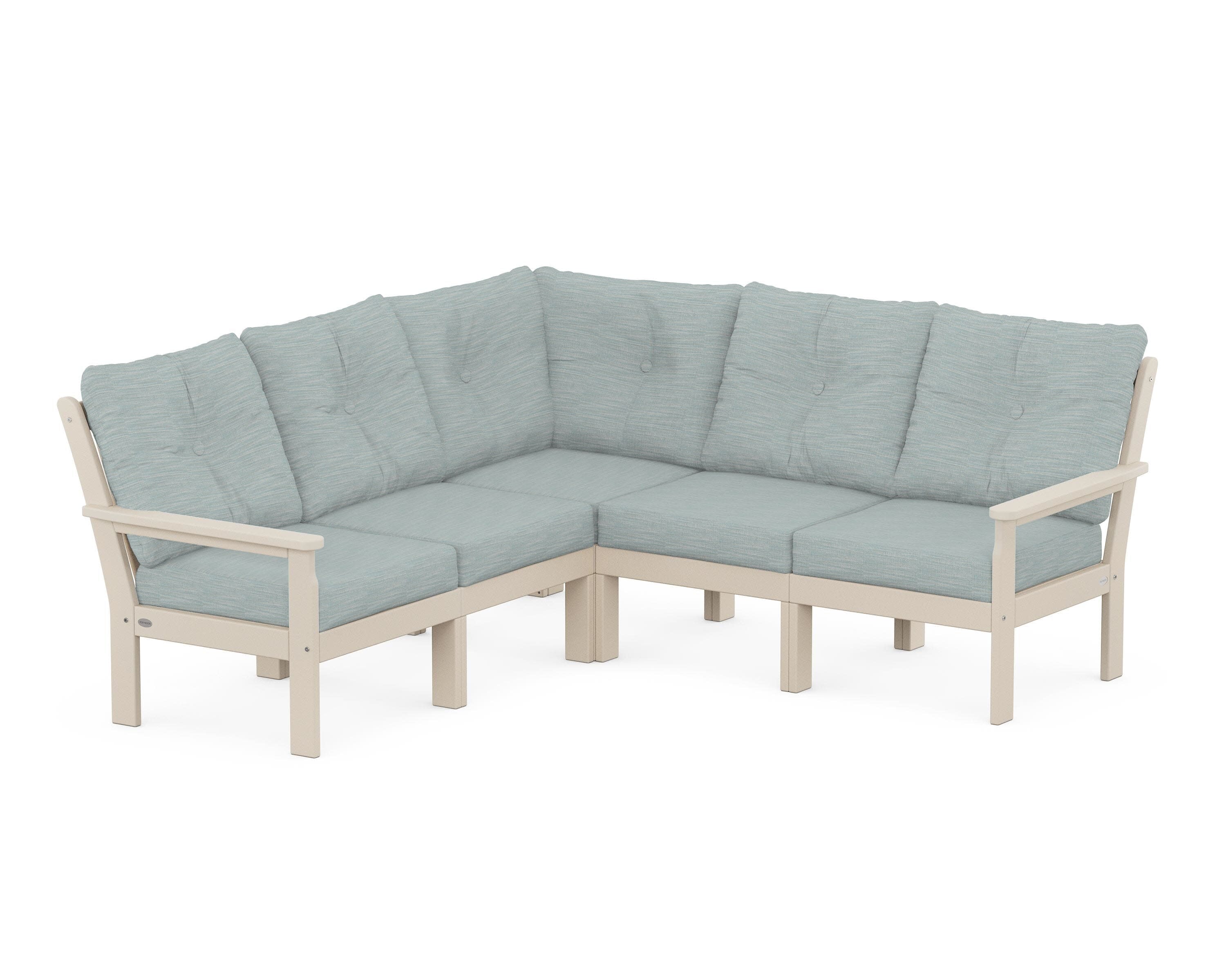 Vineyard 5-Piece Sectional in Sand / Soothe Mist