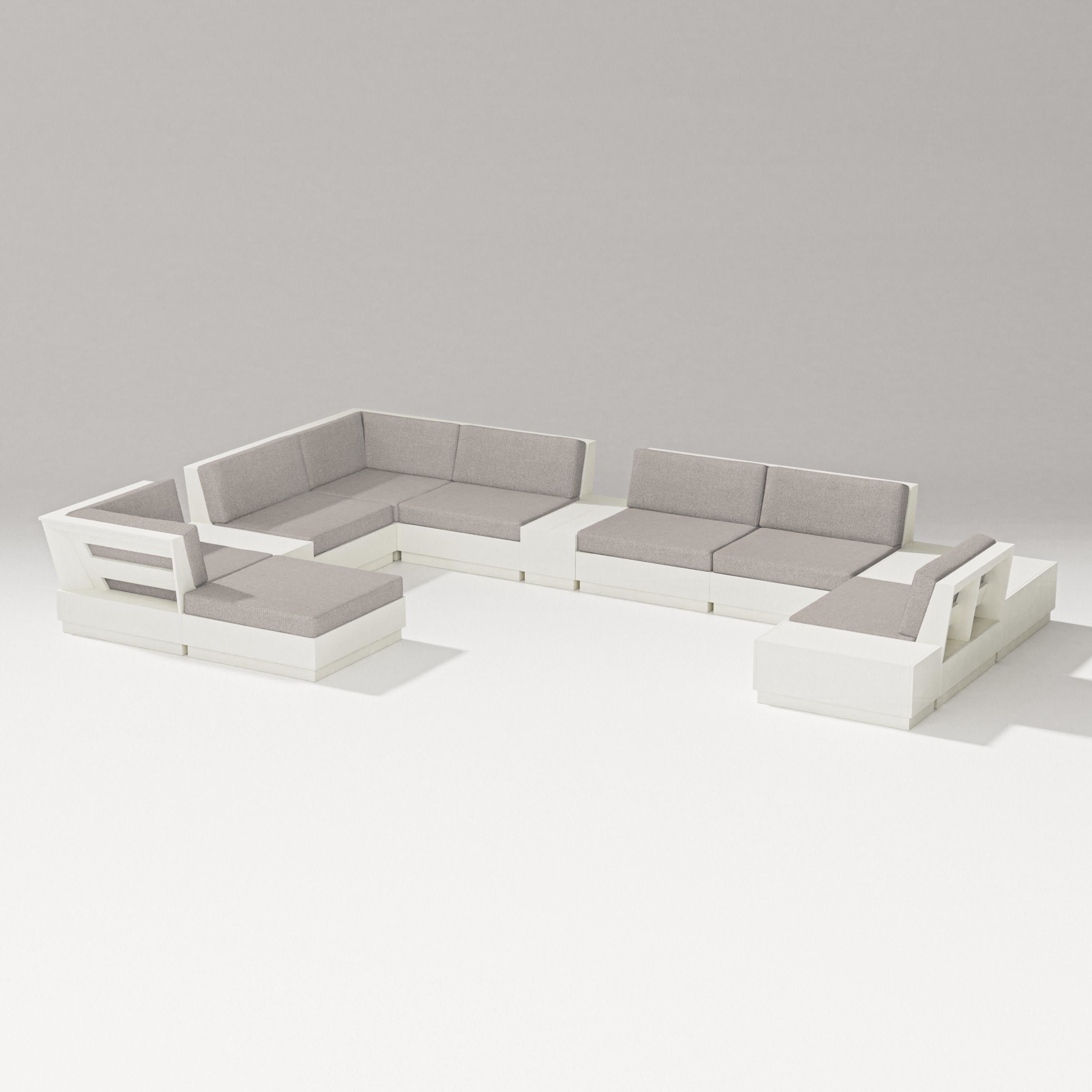 Elevate 12-Piece Conversation Sectional Set in Vintage White / Weathered Tweed