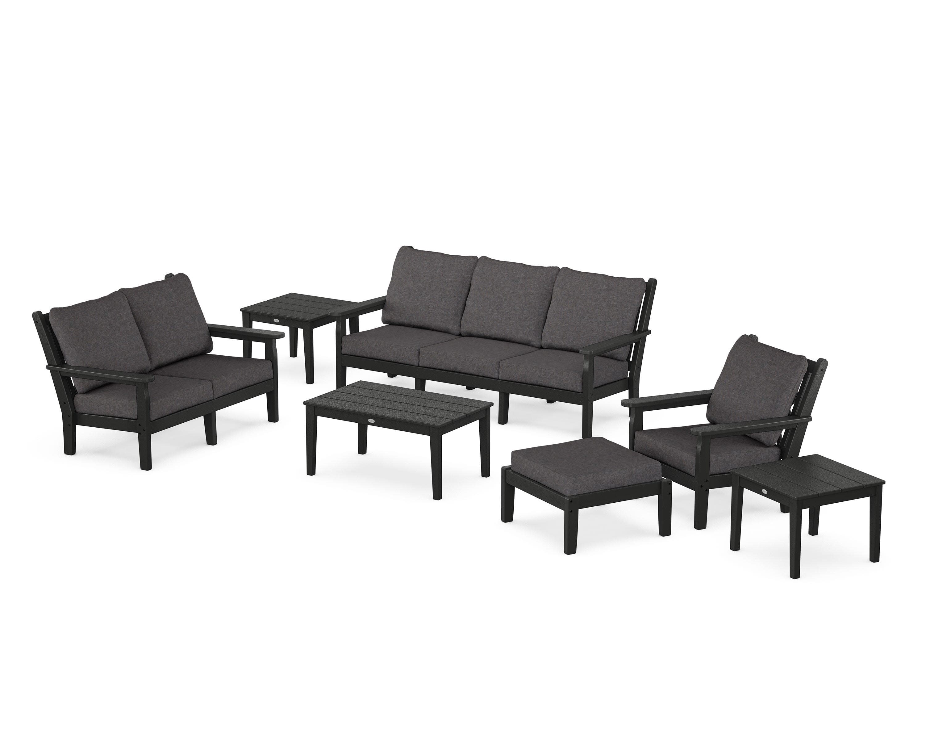 Chippendale 7-Piece Deep Seating Set in Black / Ash Charcoal
