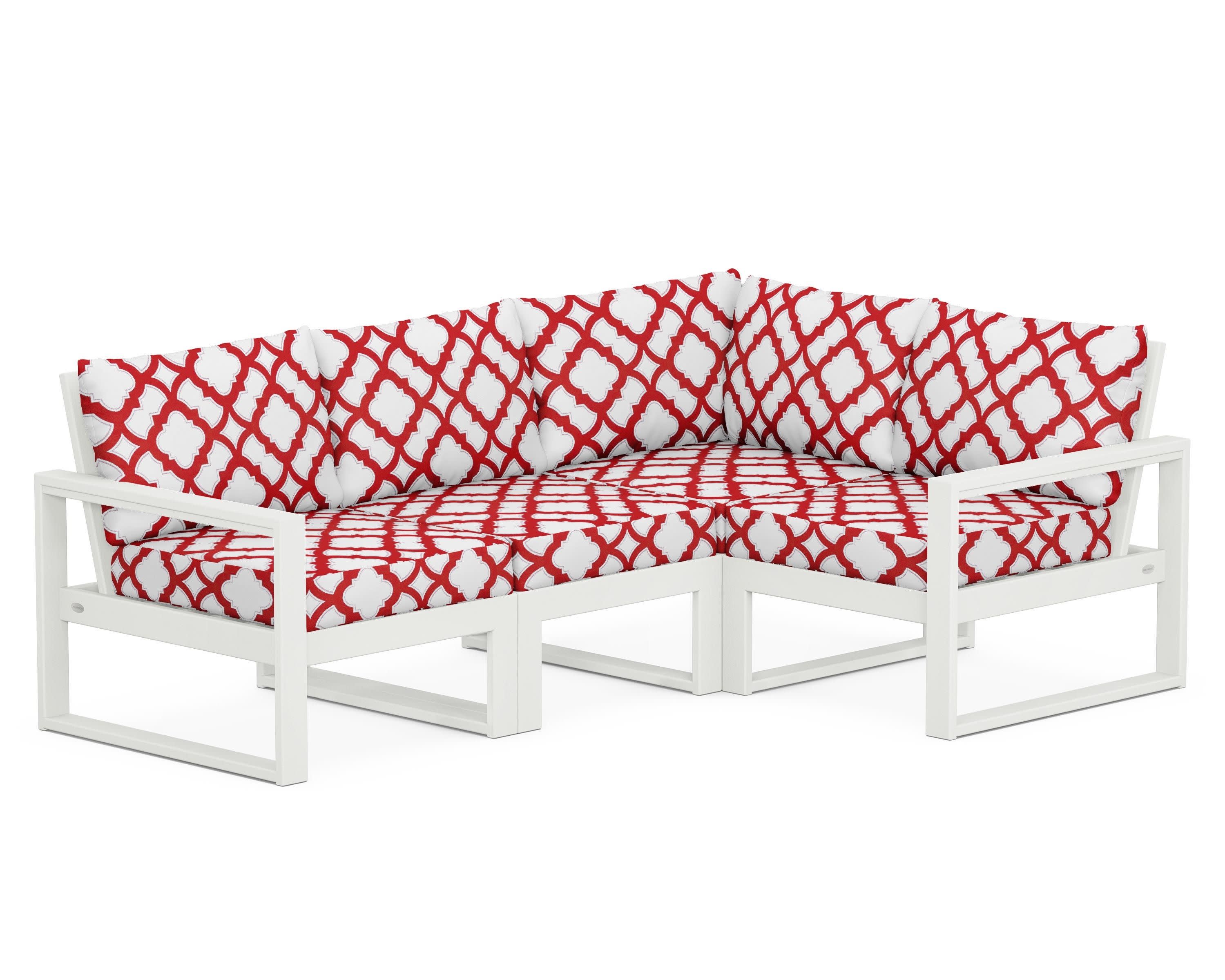 EDGE 4-Piece Modular Deep Seating Set in Vintage White / Trellis Crimson