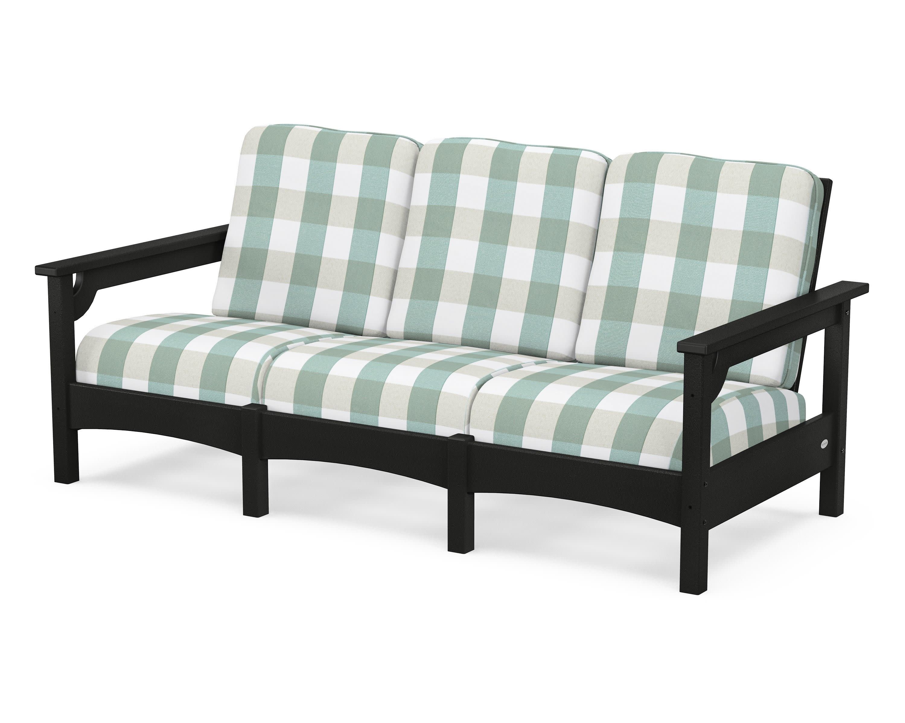 Club Sofa in Black / Buffalo Plaid Glacier Spa