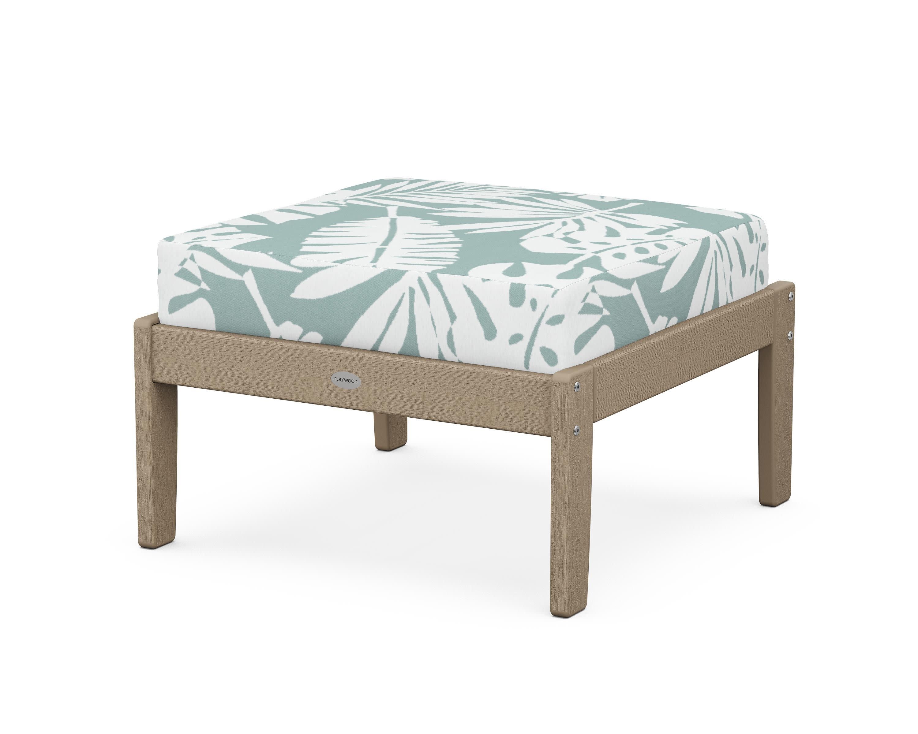 Braxton Deep Seating Ottoman in Vintage Sahara / Leaf Glacier Spa