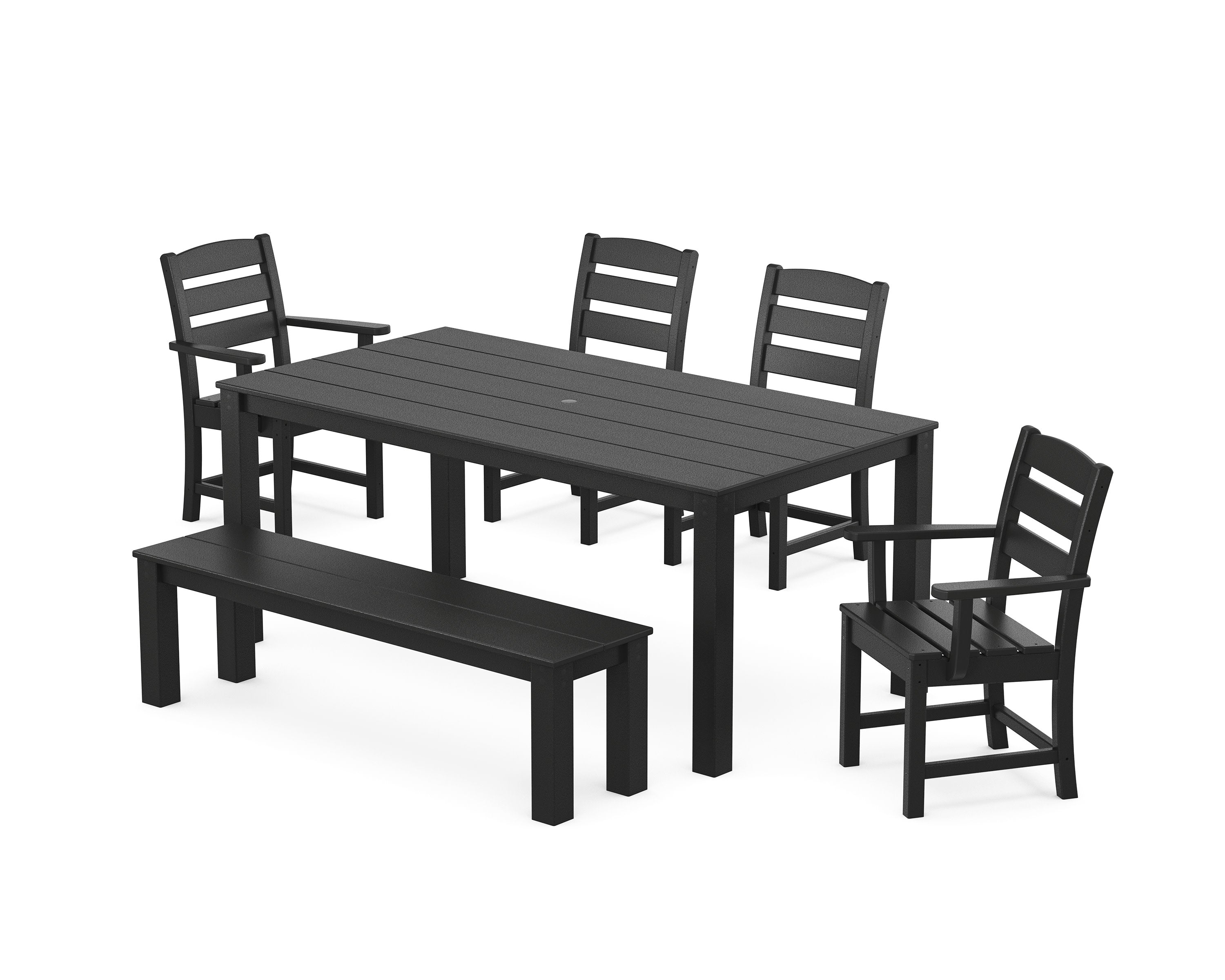 Lakeside 6-Piece Parsons Dining Set with Bench in Black