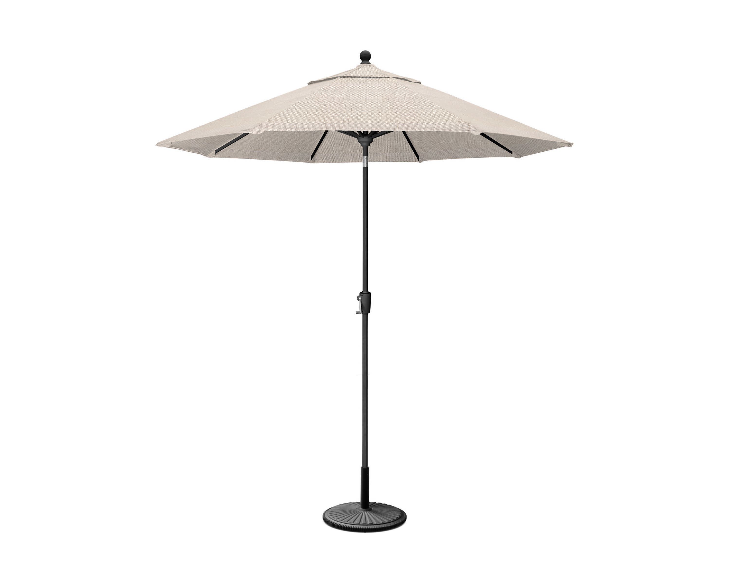 9' Tilt Market Umbrella & Base - Bar Height in Black / Blend Linen