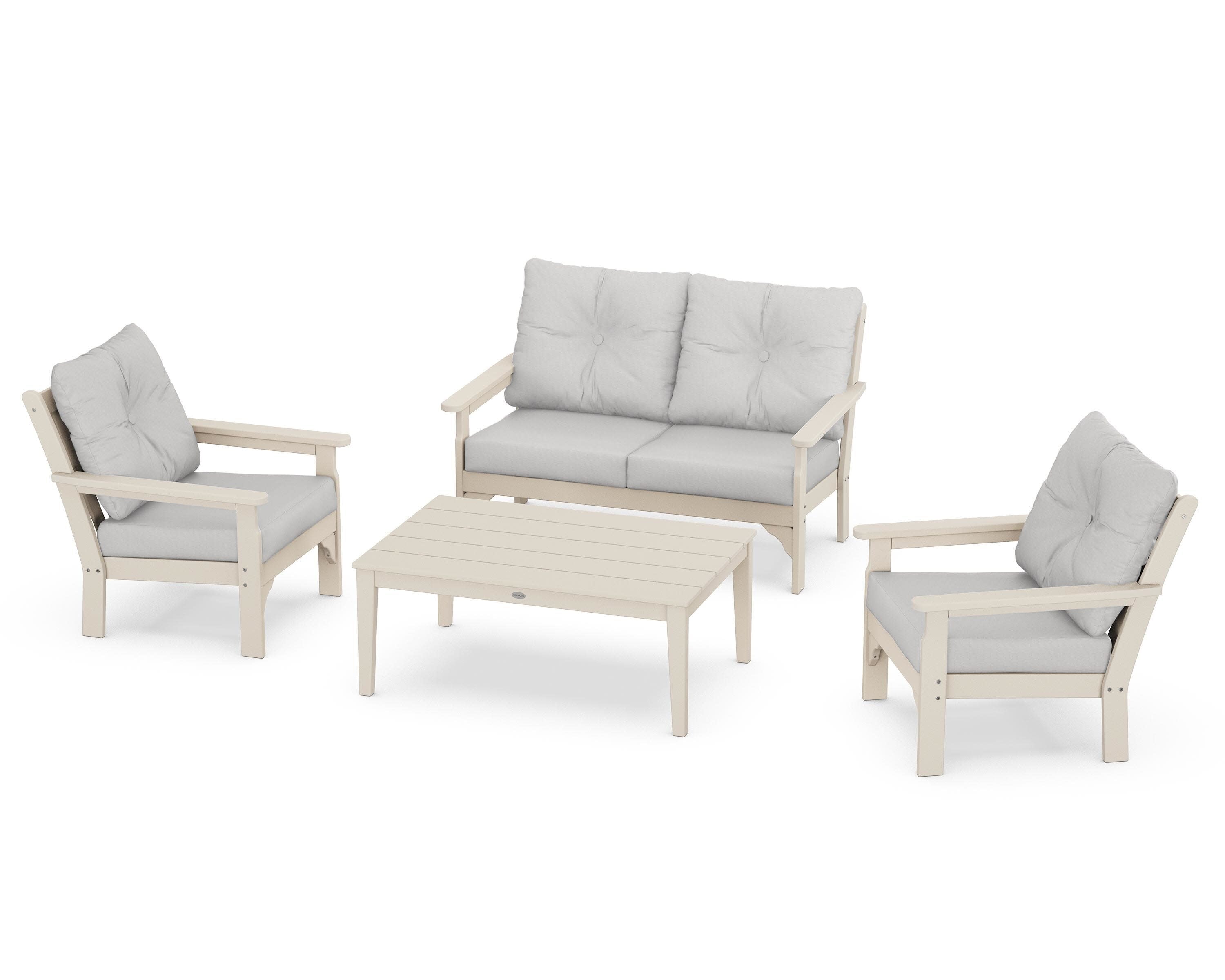 Vineyard 4-Piece Deep Seating Set in Sand / Diamond in the Rough