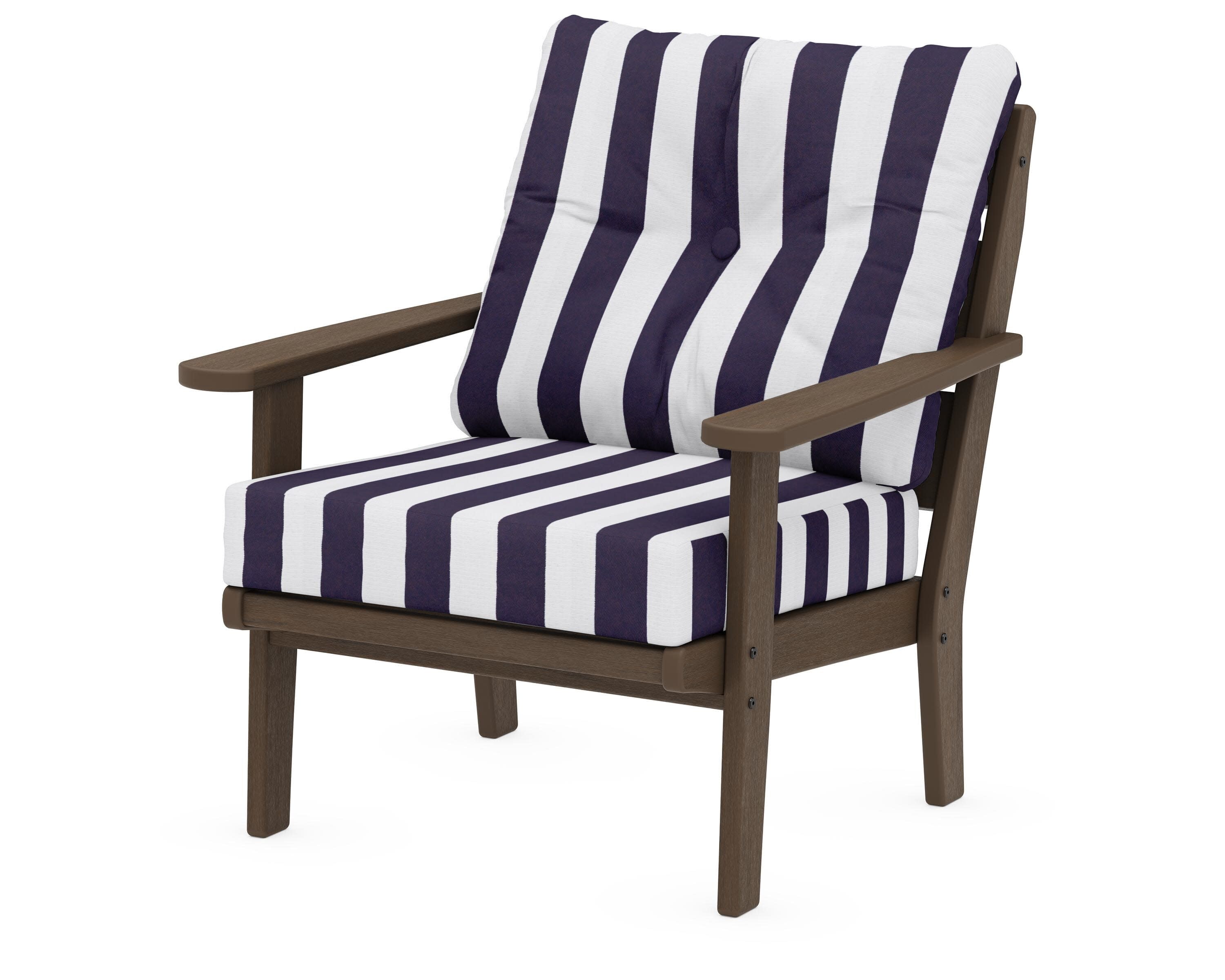 Lakeside Deep Seating Chair in Kona / Cabana Stripe Navy