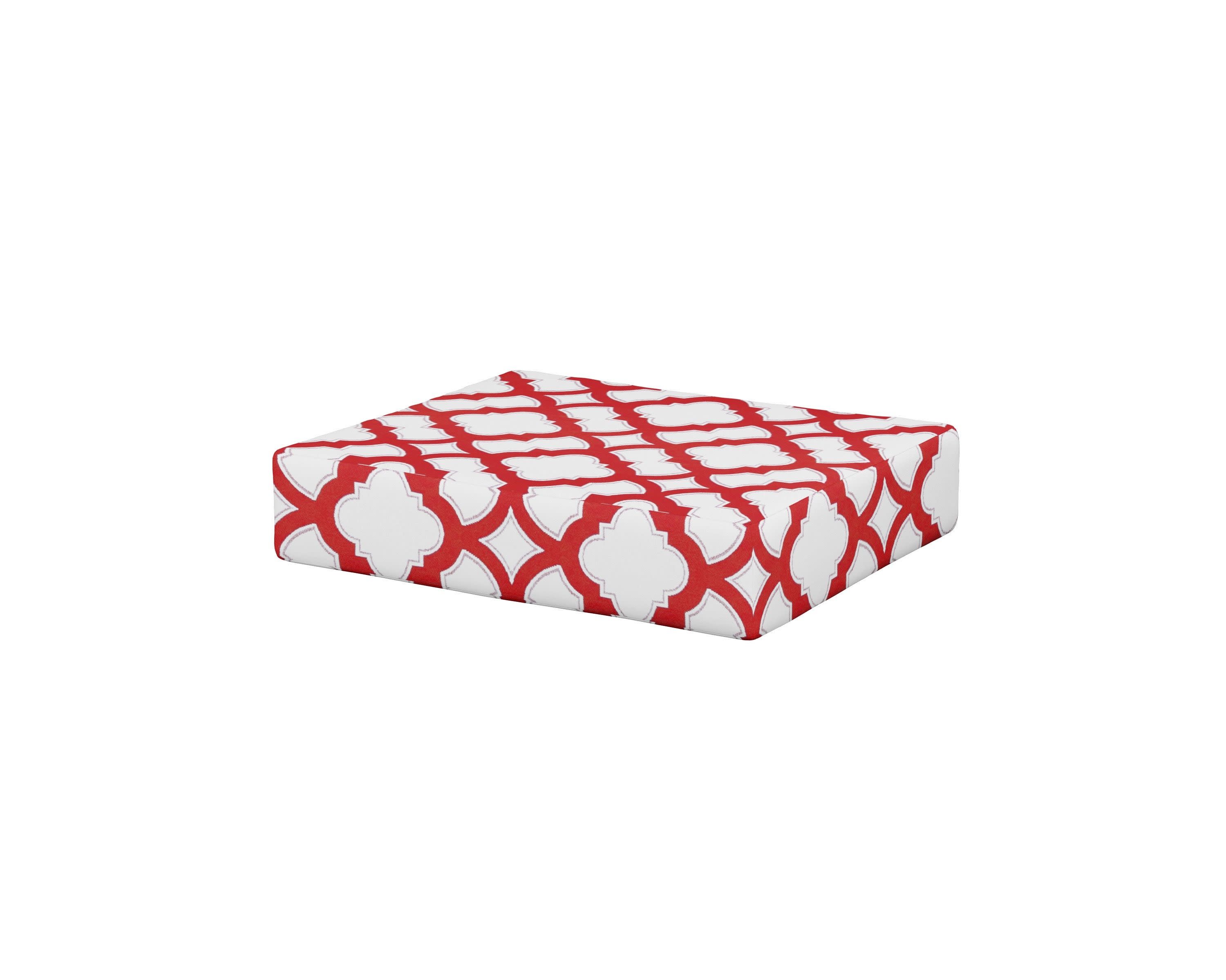 Acadia Ottoman Cushion in Trellis Crimson