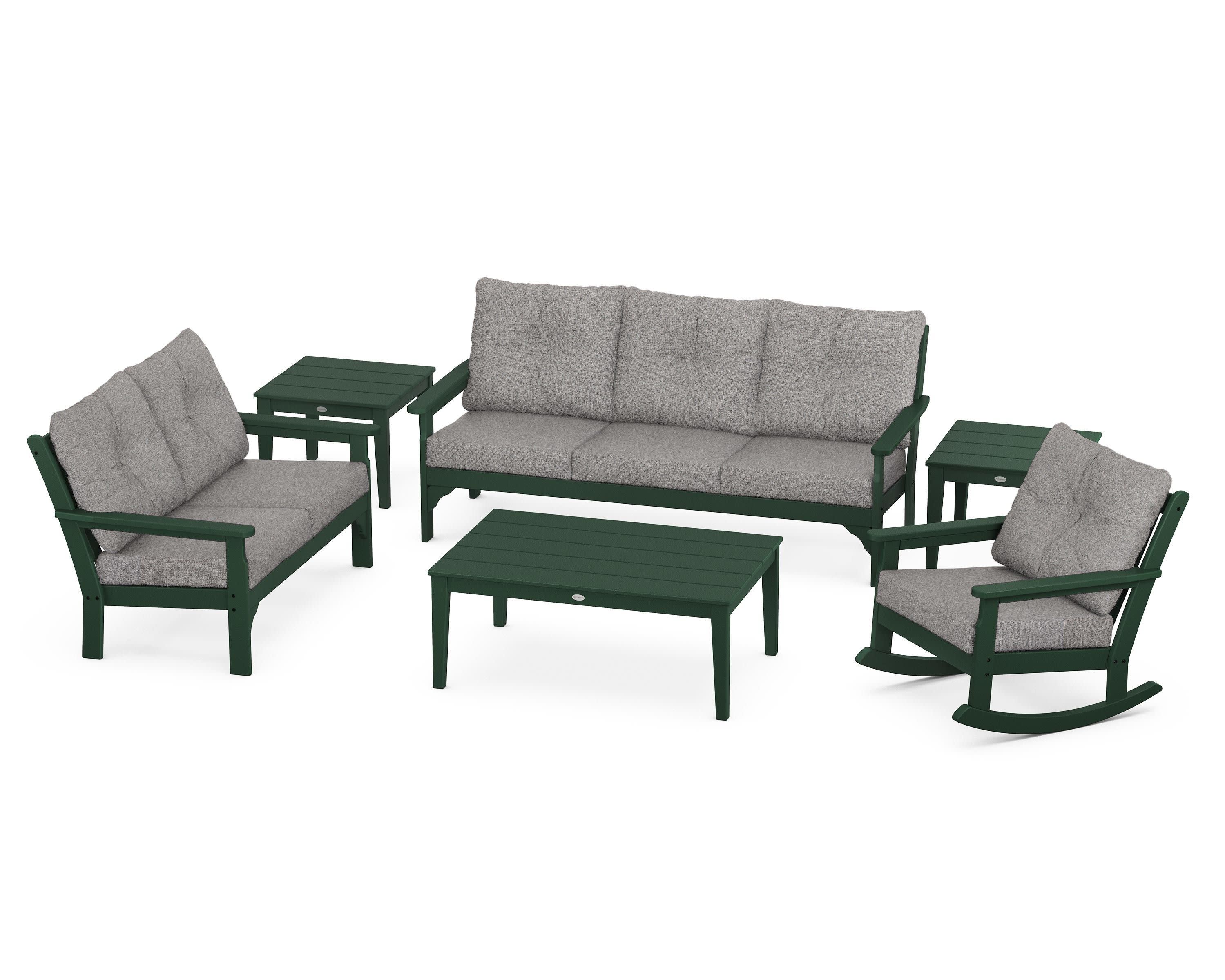 Vineyard 6-Piece Deep Seating Set in Green / Grey Mist
