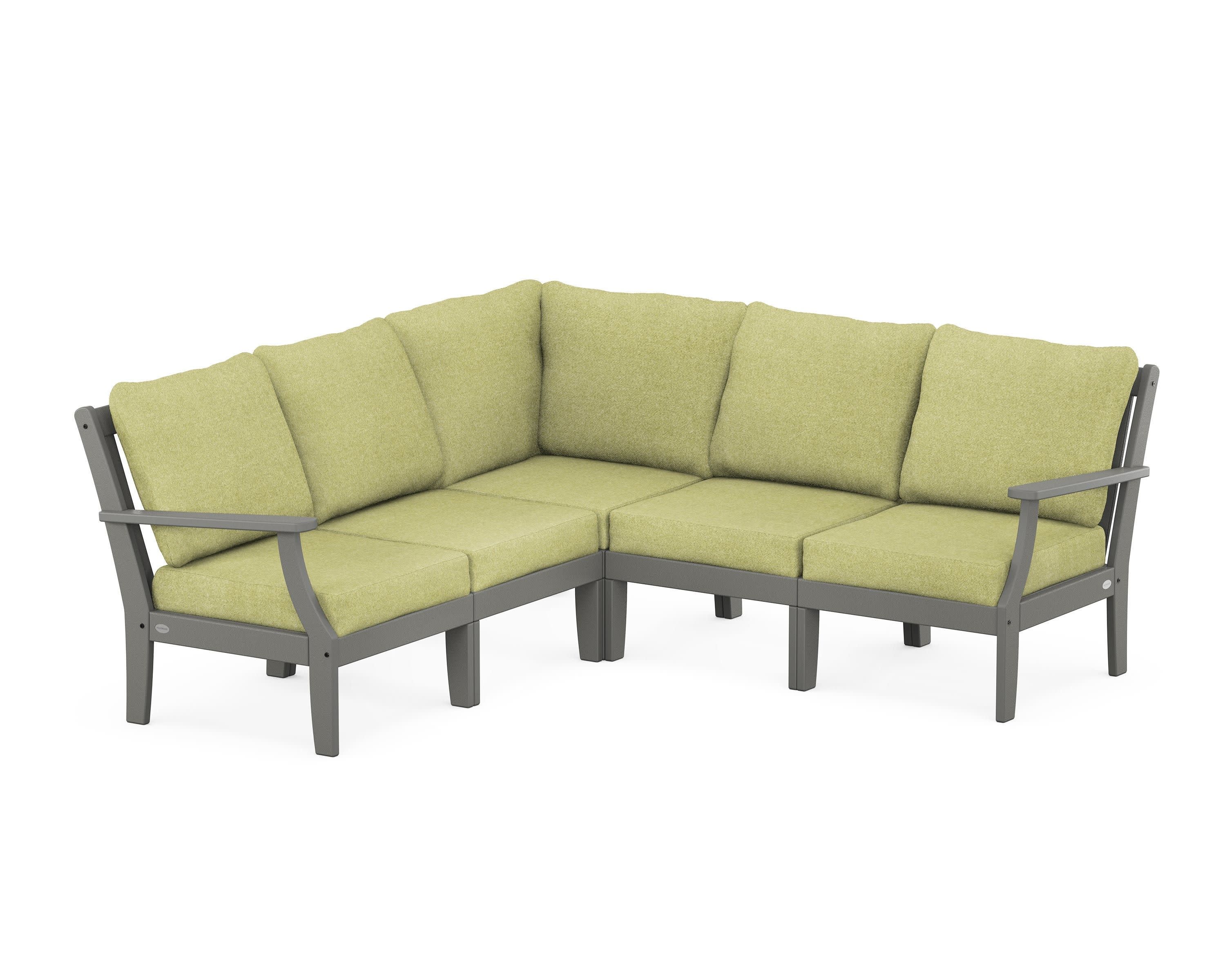 Braxton Modular 5-Piece Deep Seating Set in Slate Grey / Chartreuse Boucle
