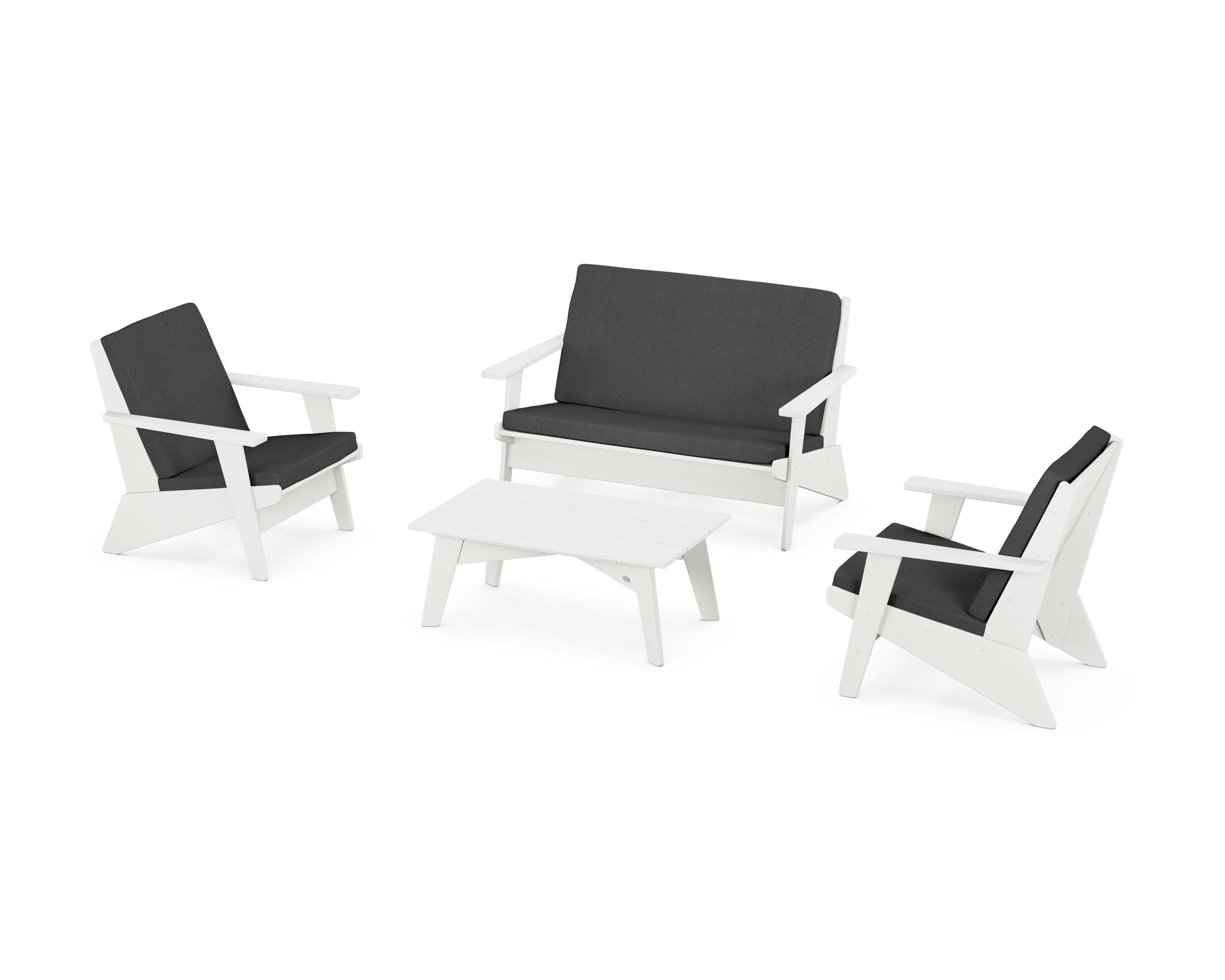 Riviera Modern Lounge 4-Piece Set in Vintage White / Spectrum Carbon