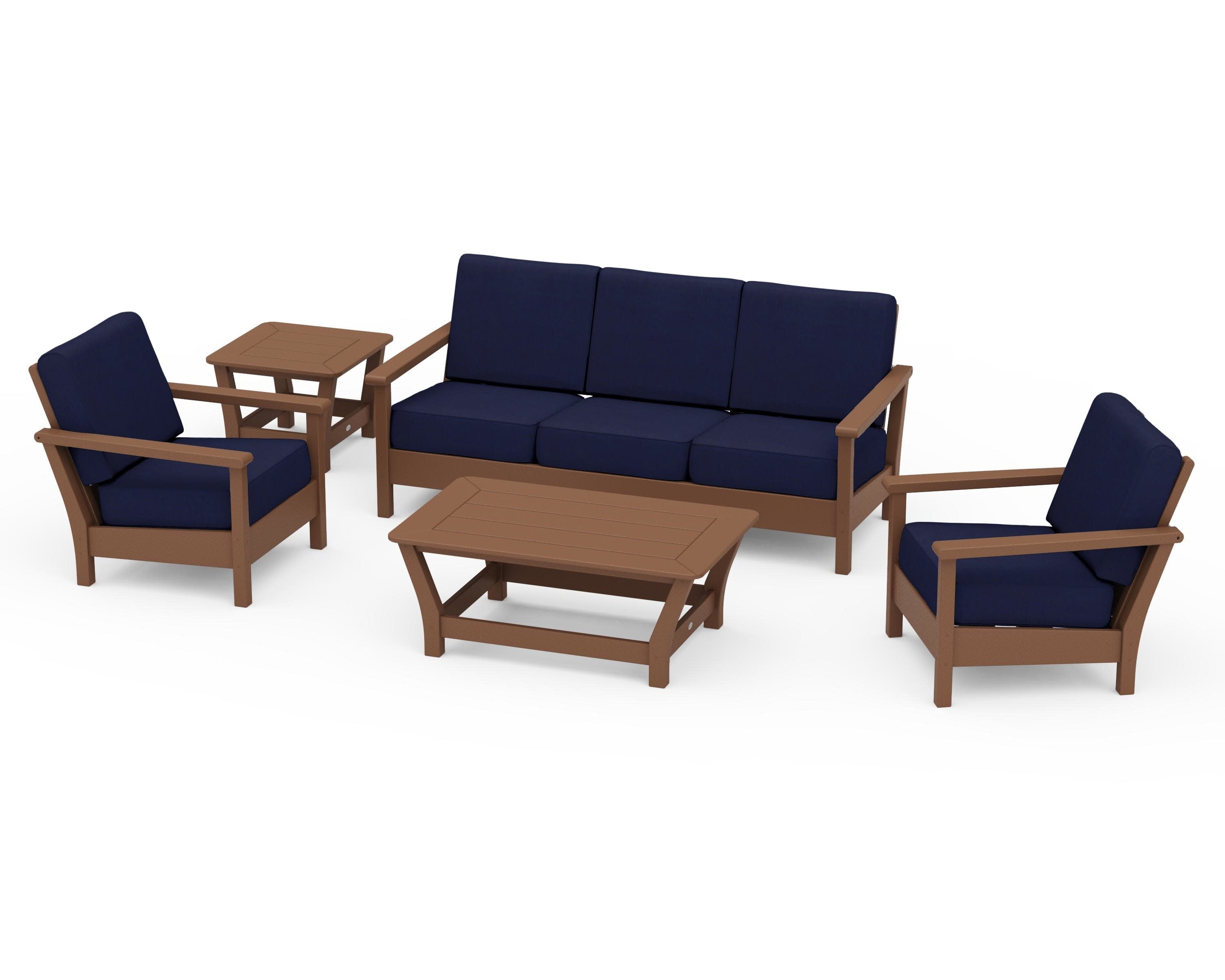 Harbour 5-Piece Deep Seating Set in Teak / Navy