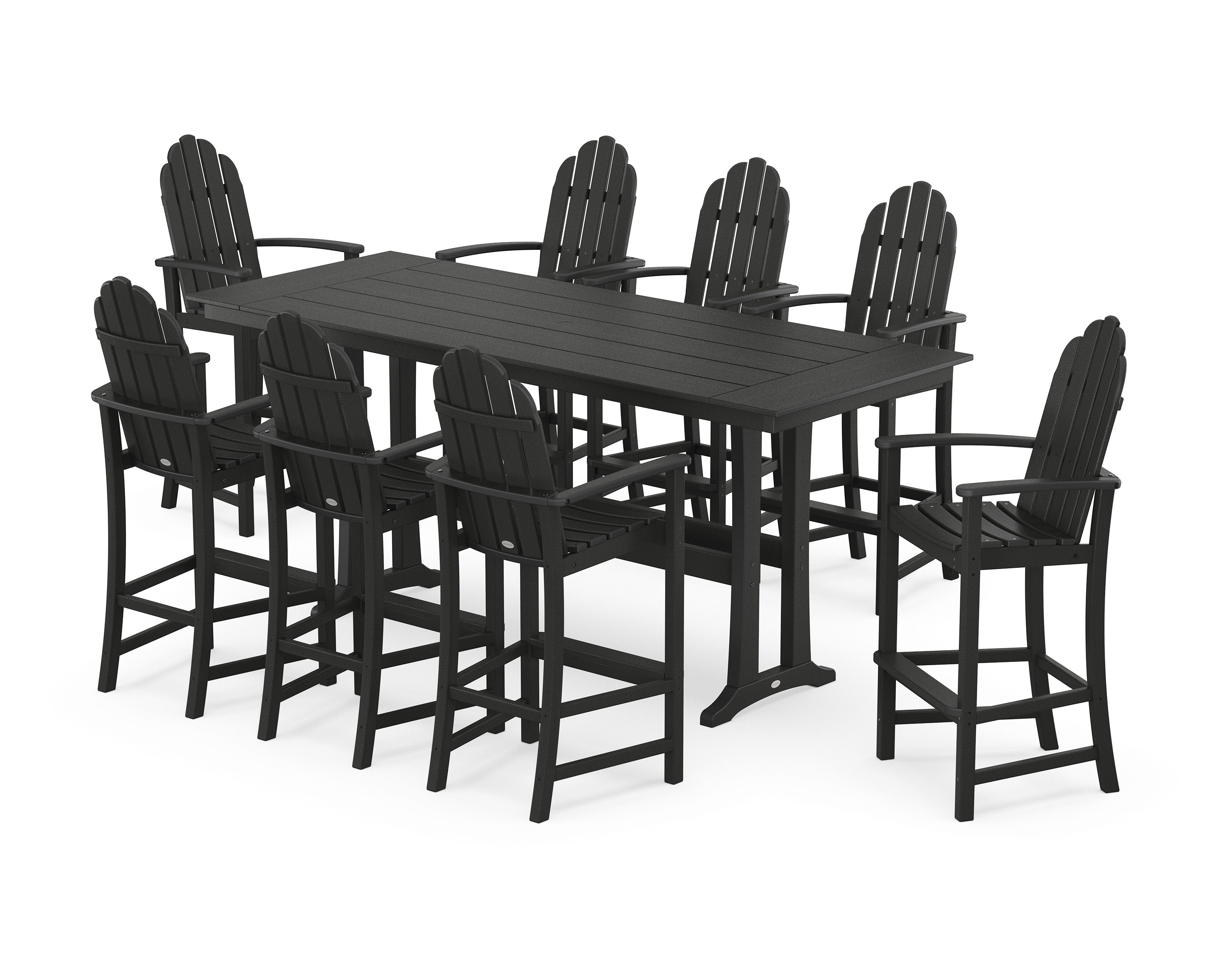 Classic Adirondack 9-Piece Farmhouse Bar Set with Trestle Legs in Black