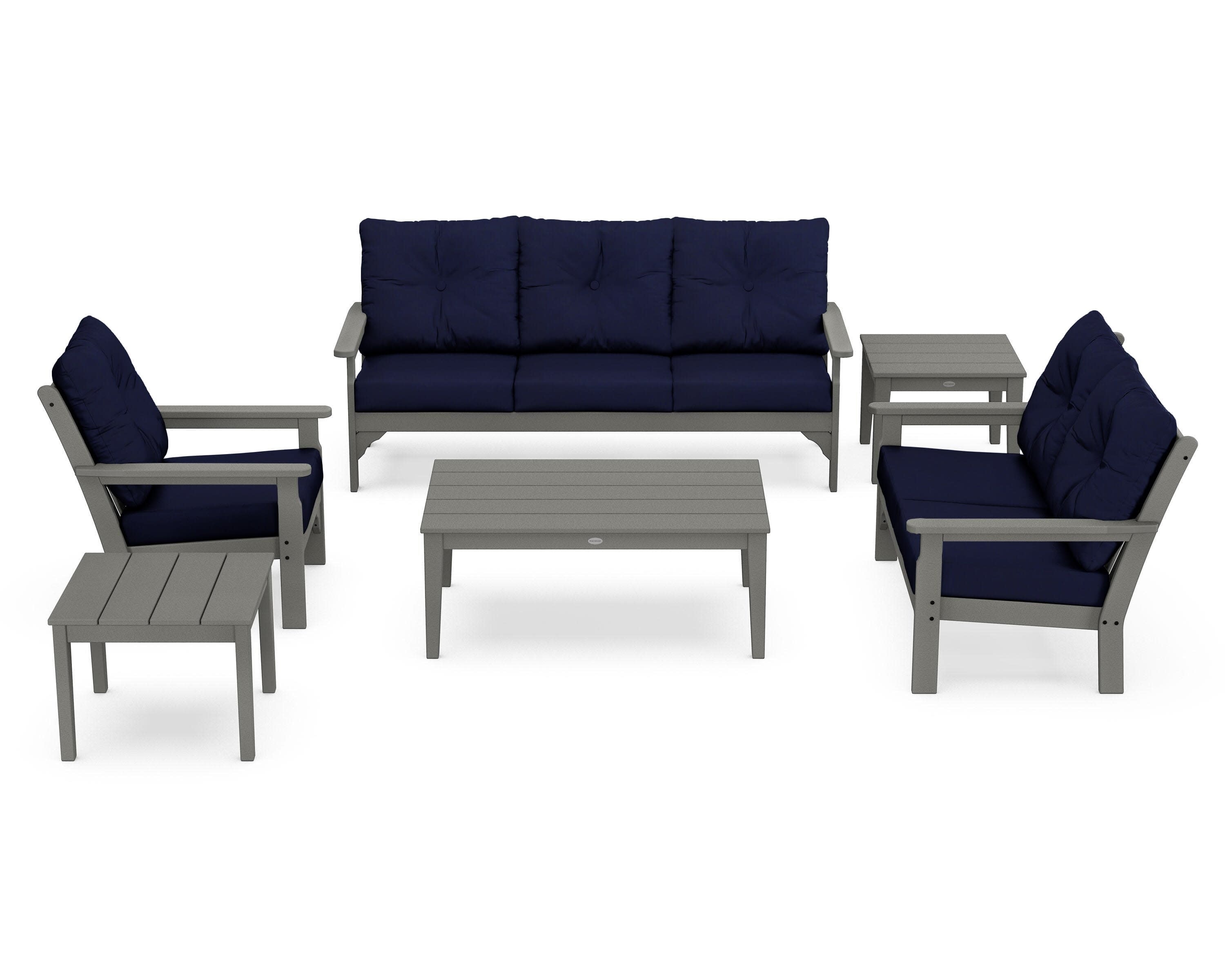 Vineyard 6-Piece Deep Seating Set in Slate Grey / Navy