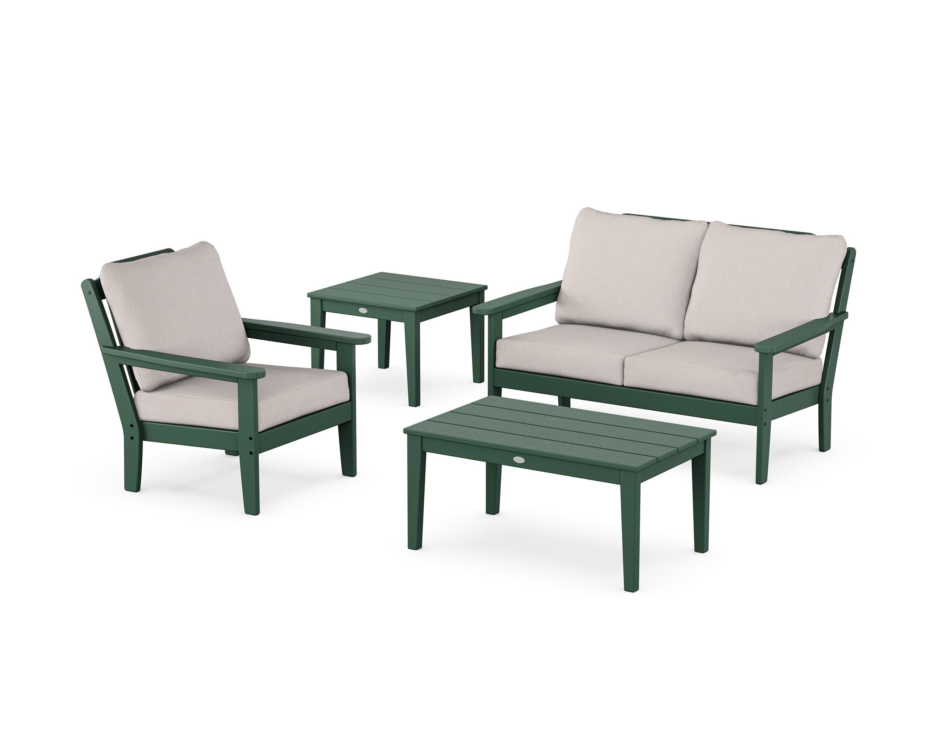 Wovendale 4-Piece Deep Seating Set in Green / Dune Burlap