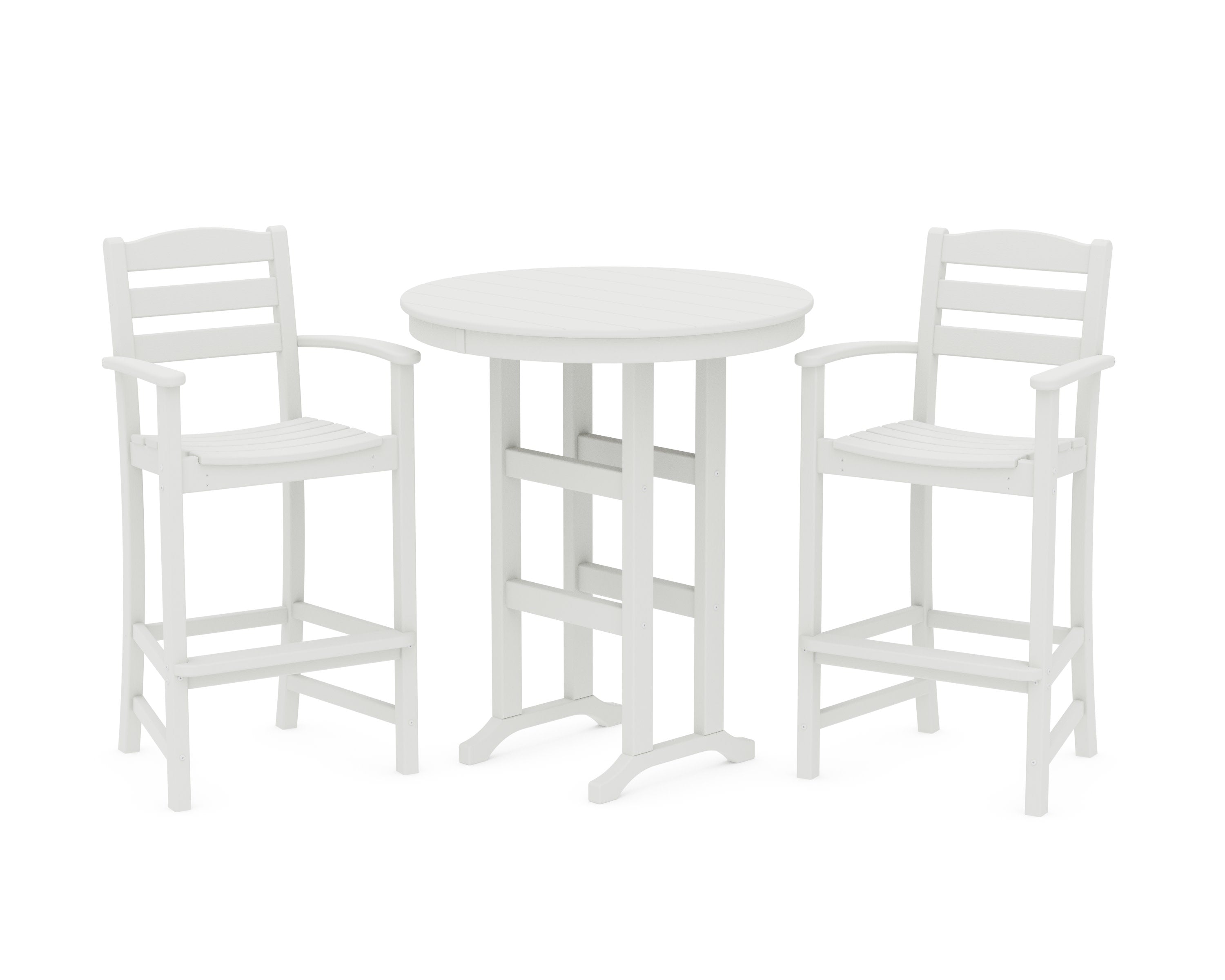 La Casa Caf 3-Piece Round Farmhouse Bar Set in Vintage White