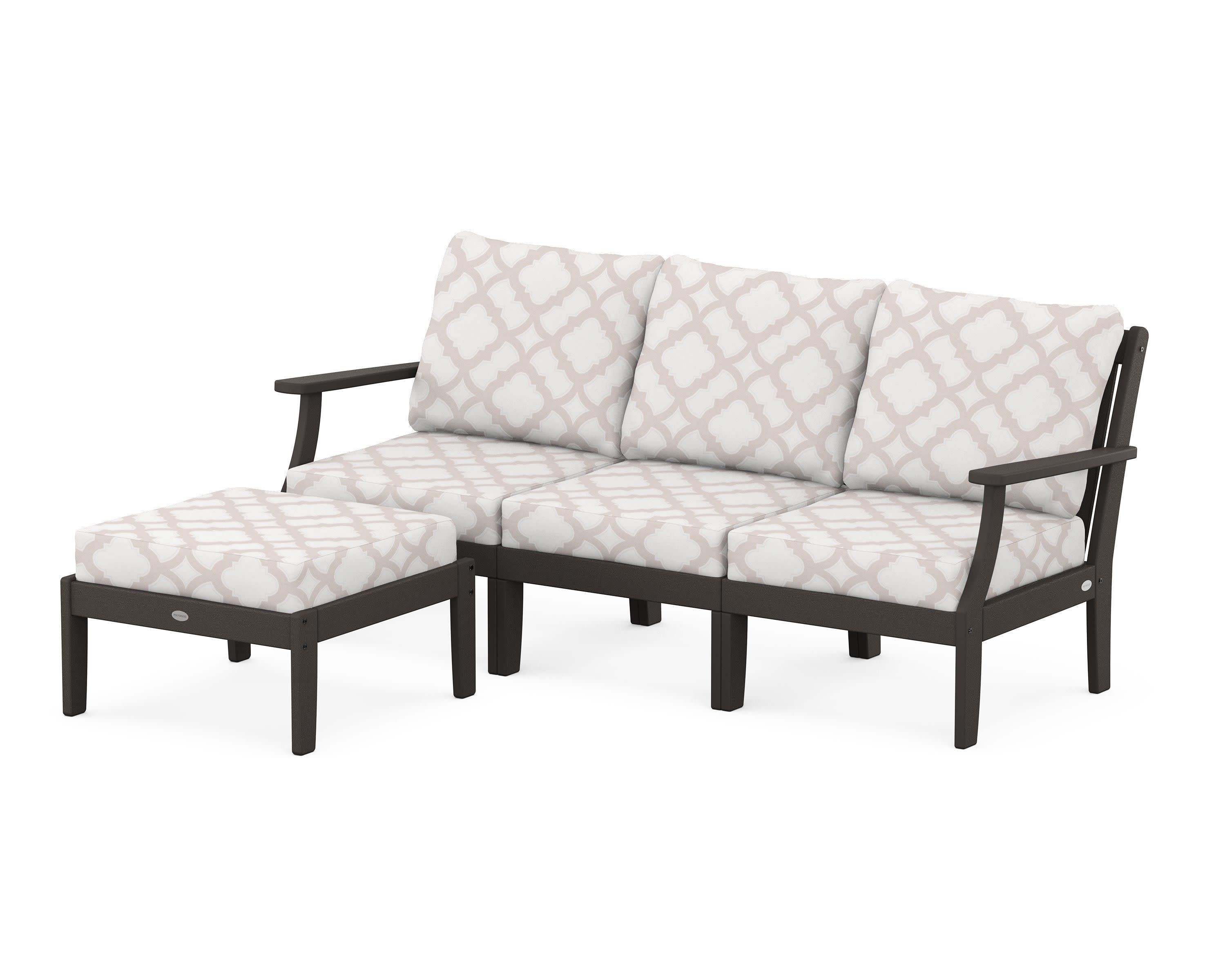 Braxton Modular 4-Piece Deep Seating Set with Ottoman in Vintage Coffee / Trellis Dune Burlap