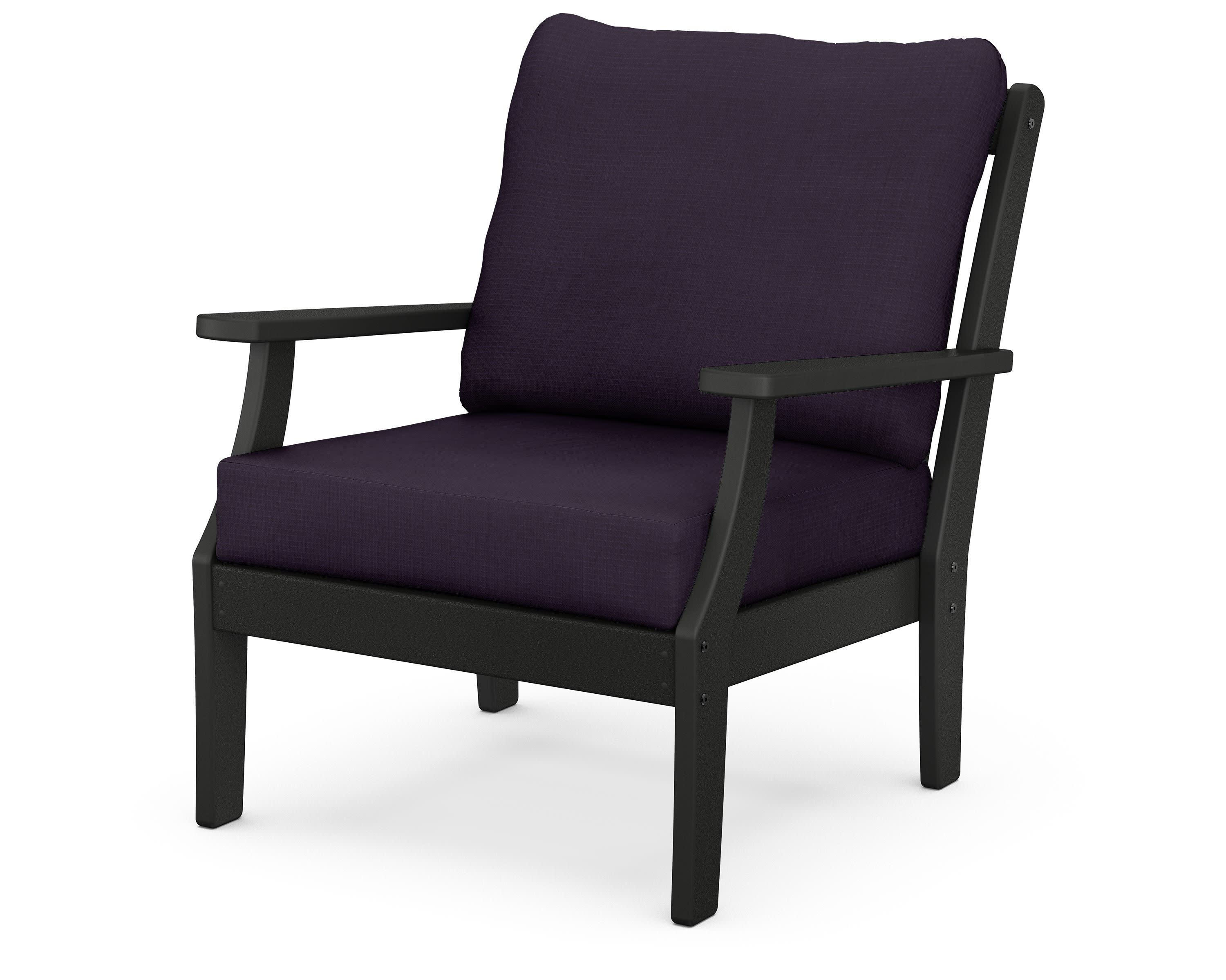 Braxton Deep Seating Chair in Black / Navy Linen