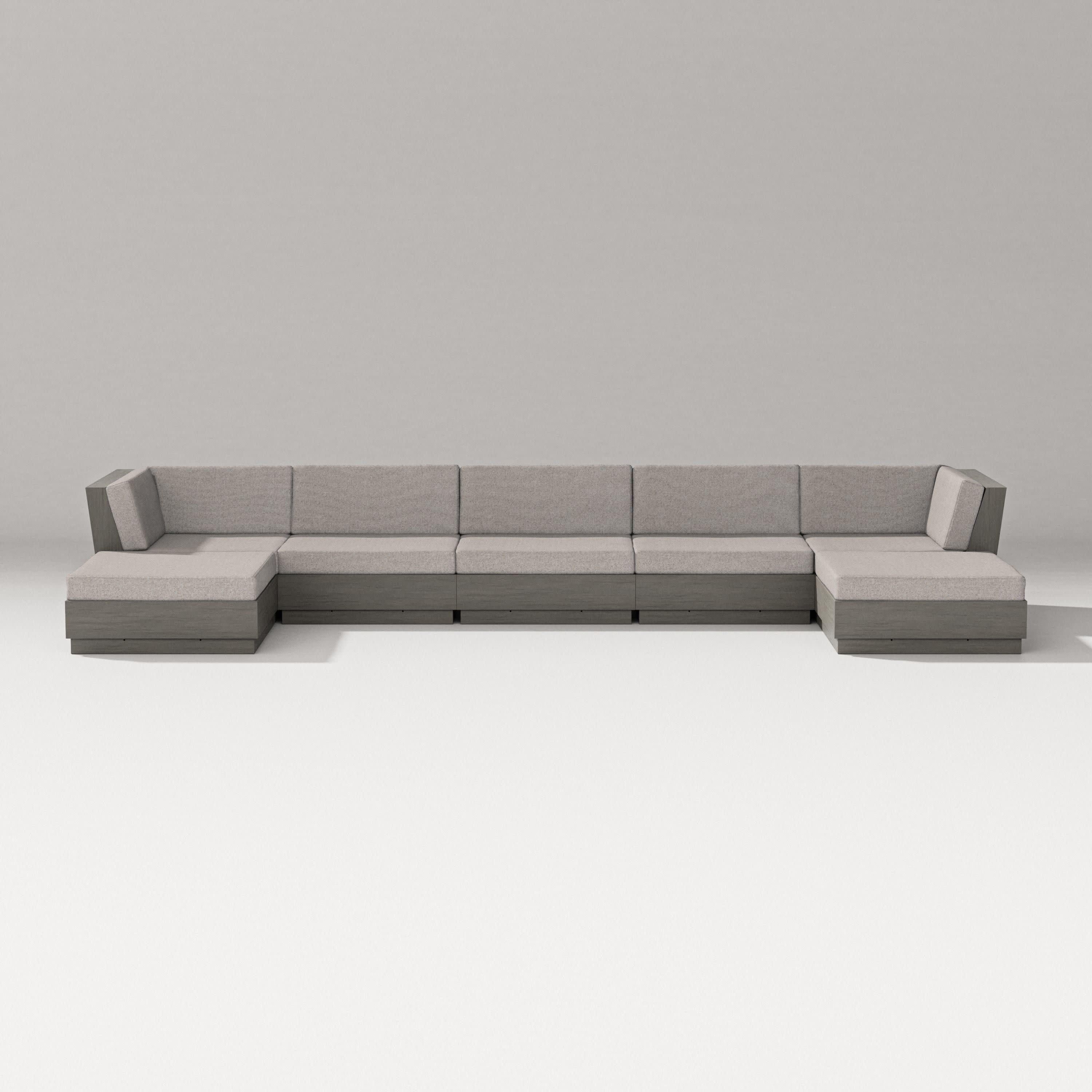 Elevate 7-Piece Double Chaise Sectional in Driftwood / Weathered Tweed