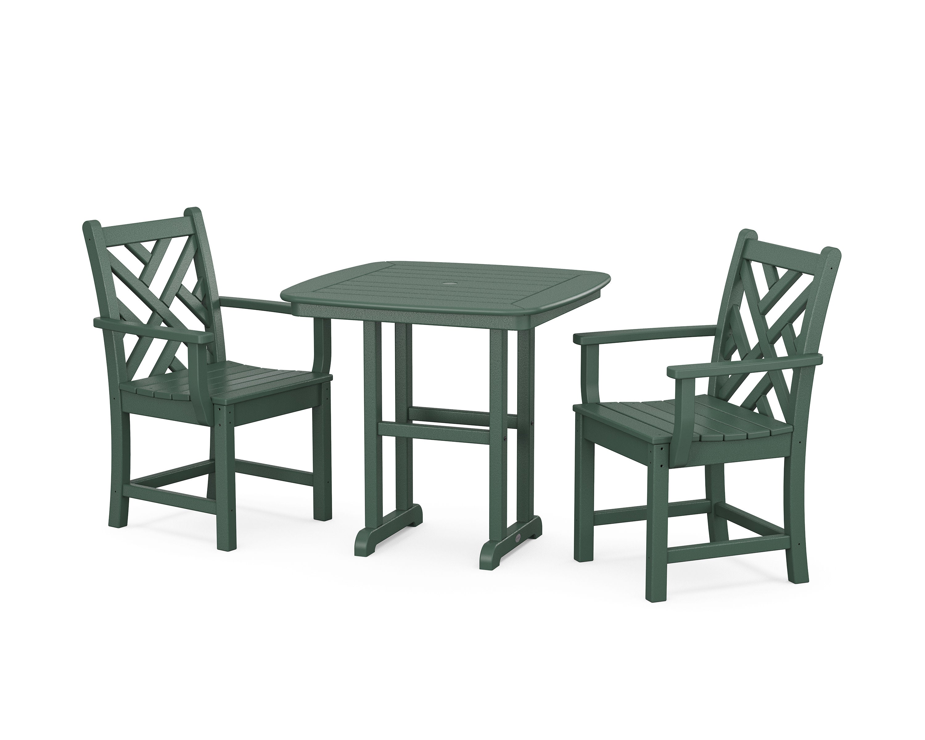 Chippendale 3-Piece Dining Set in Green