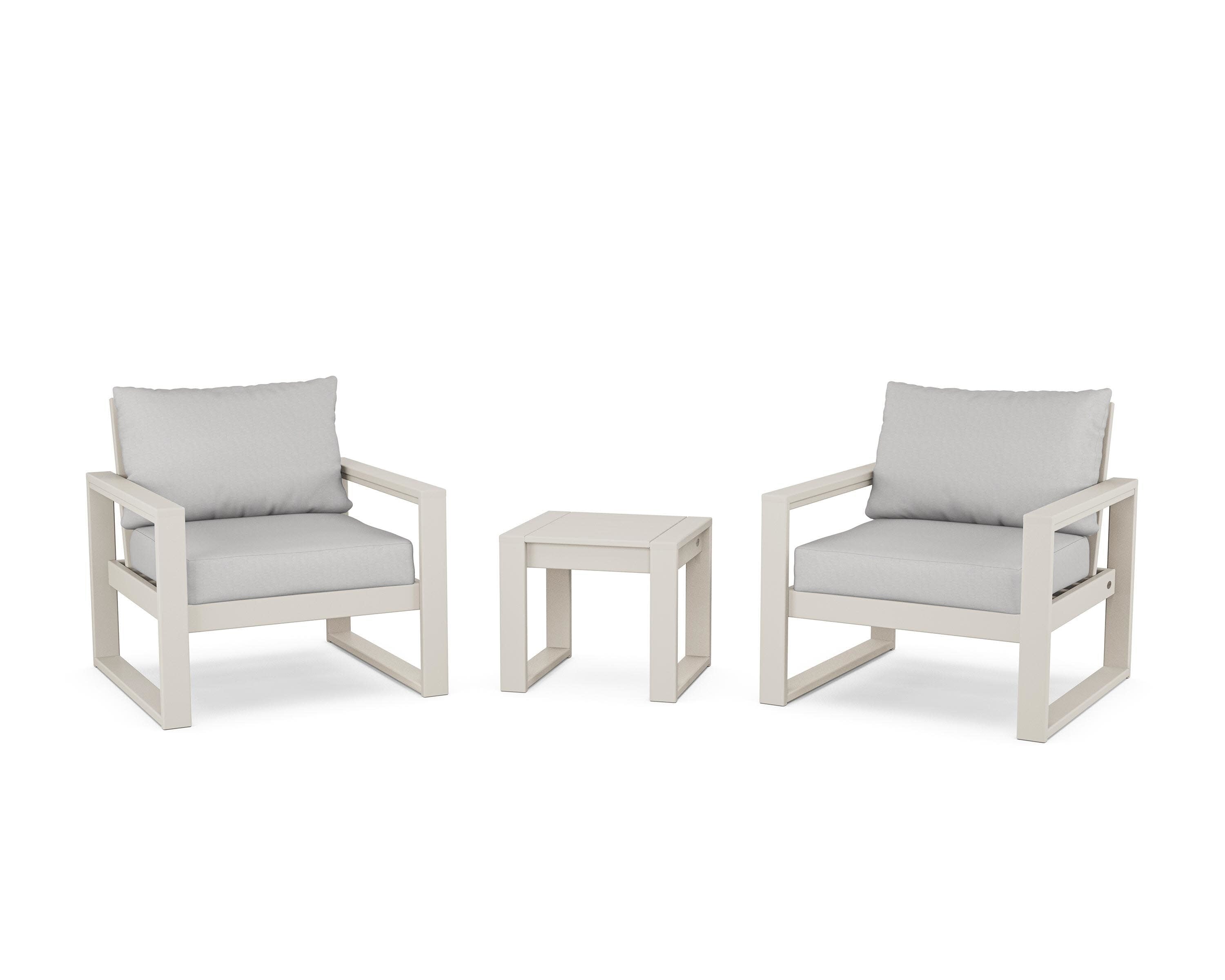 EDGE Sectional 3-Piece Deep Seating Set in Sand / Diamond in the Rough