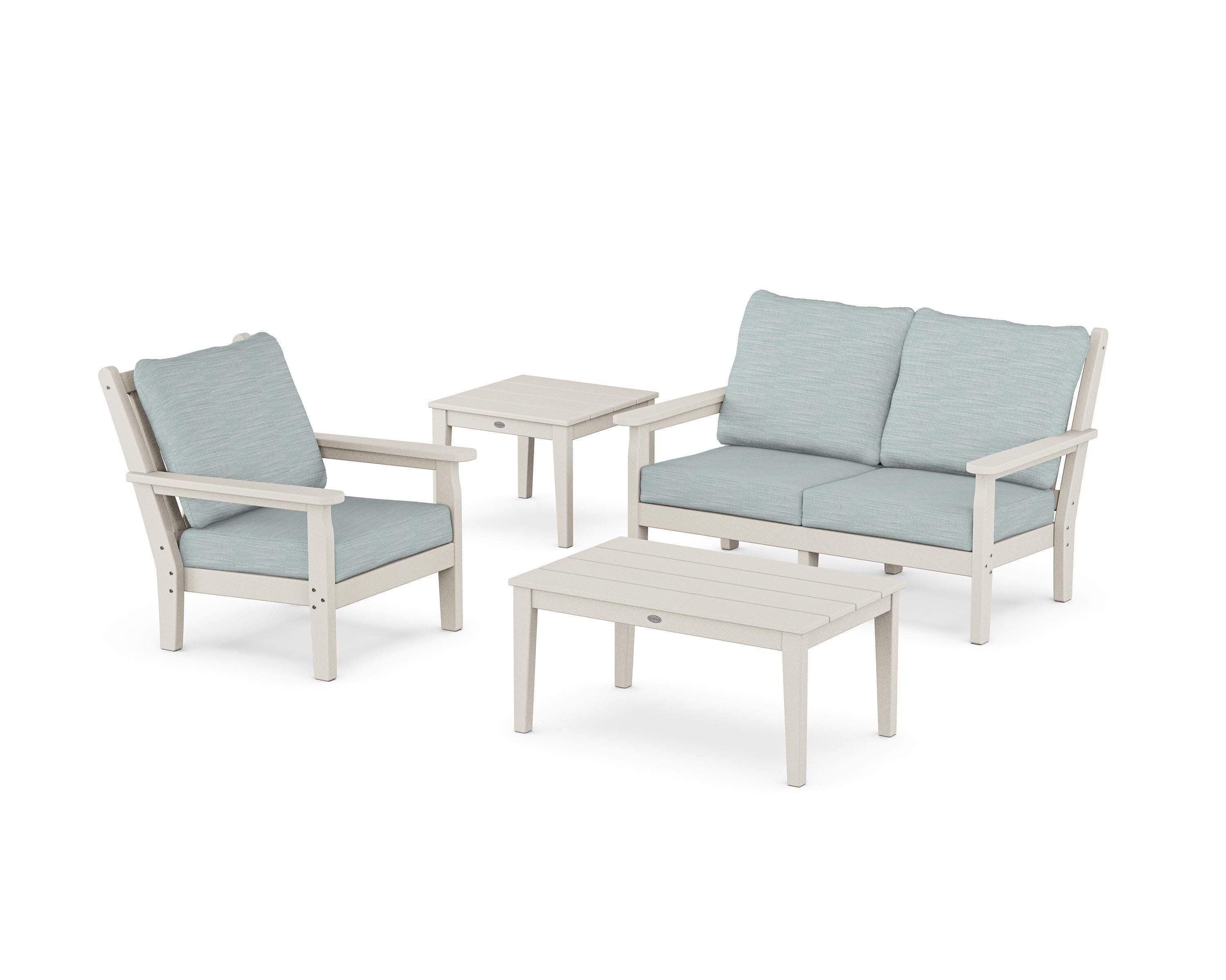 Chippendale 4-Piece Deep Seating Set in Sand / Soothe Mist